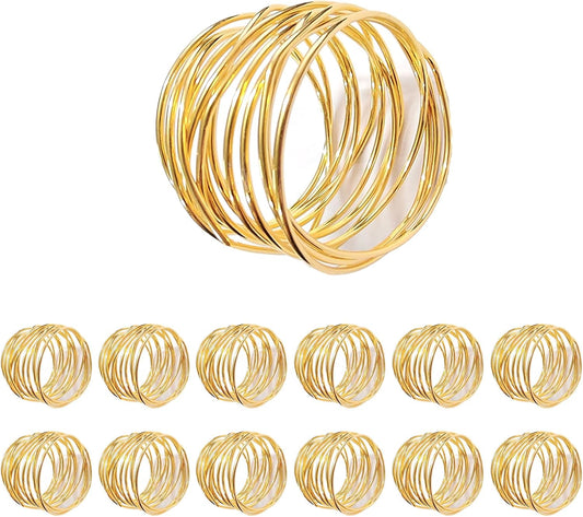 Gold Napkin Rings - 12 PCS Metal Napkin Rings(Twisted Wire) Napkin Holders Buckles for Family Dinner, Wedding, Party,Table Decorations