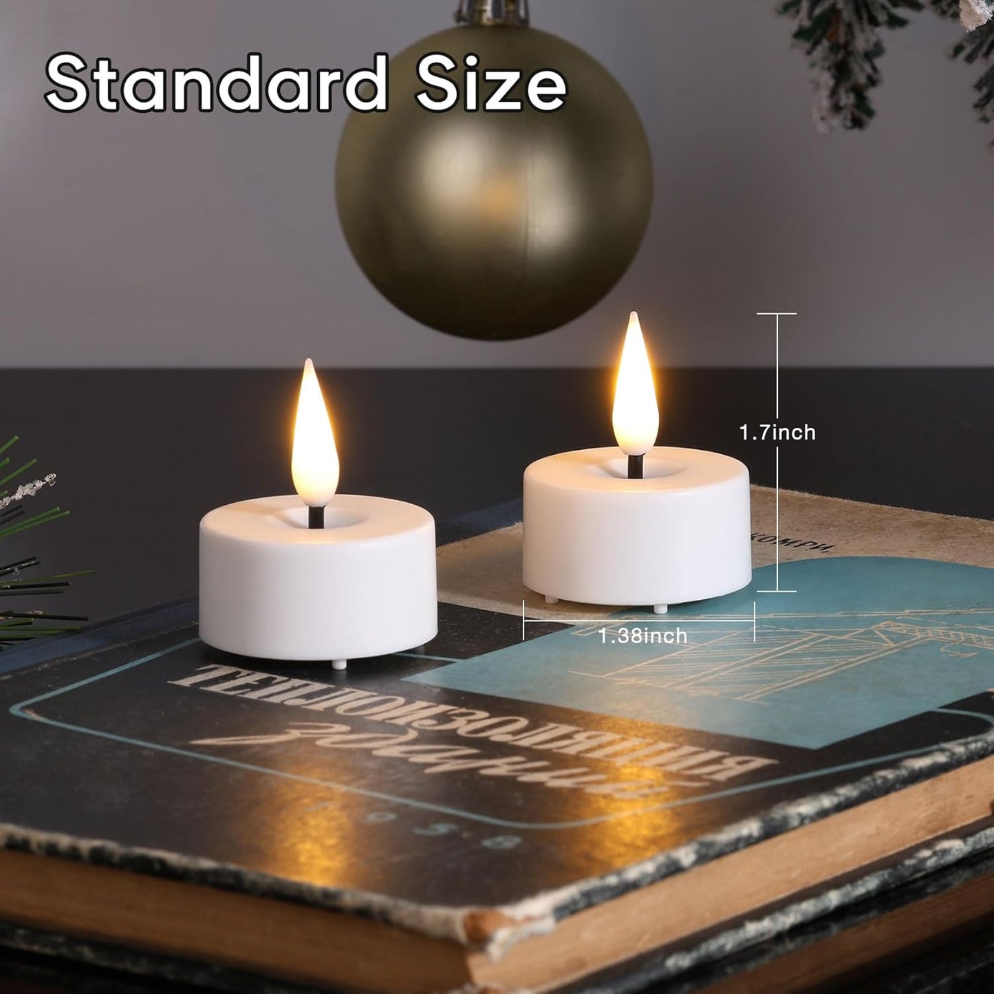 Eywamage White LED Tealights with Remote Batteries, Flickering Flameless Tea Lights Electric Votive Candles Set of 12