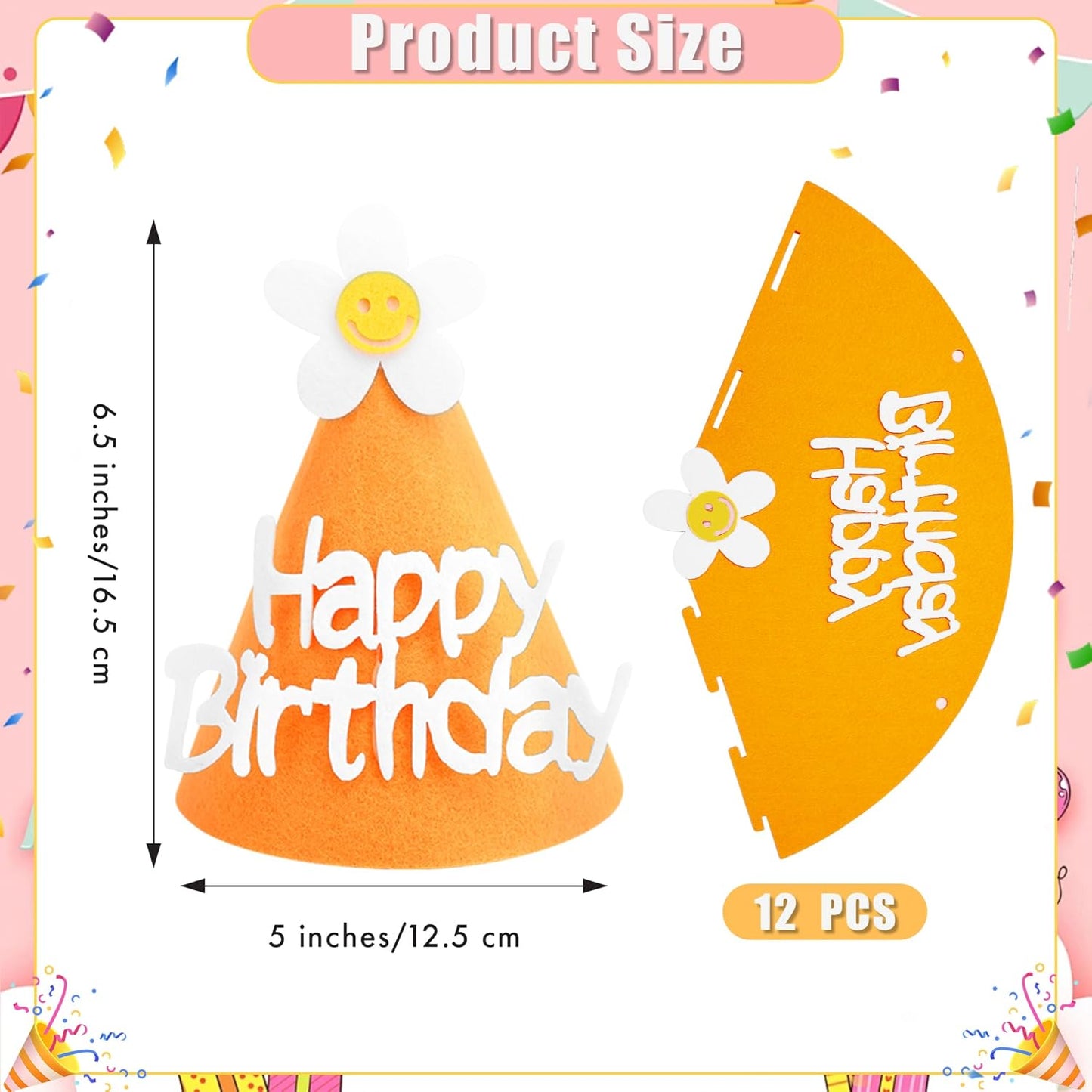 CANREVEL 12 PCS Party Hats for Kids and Adults, Party Headwear, Happy Birthday Hats, Birthday Party Decorations