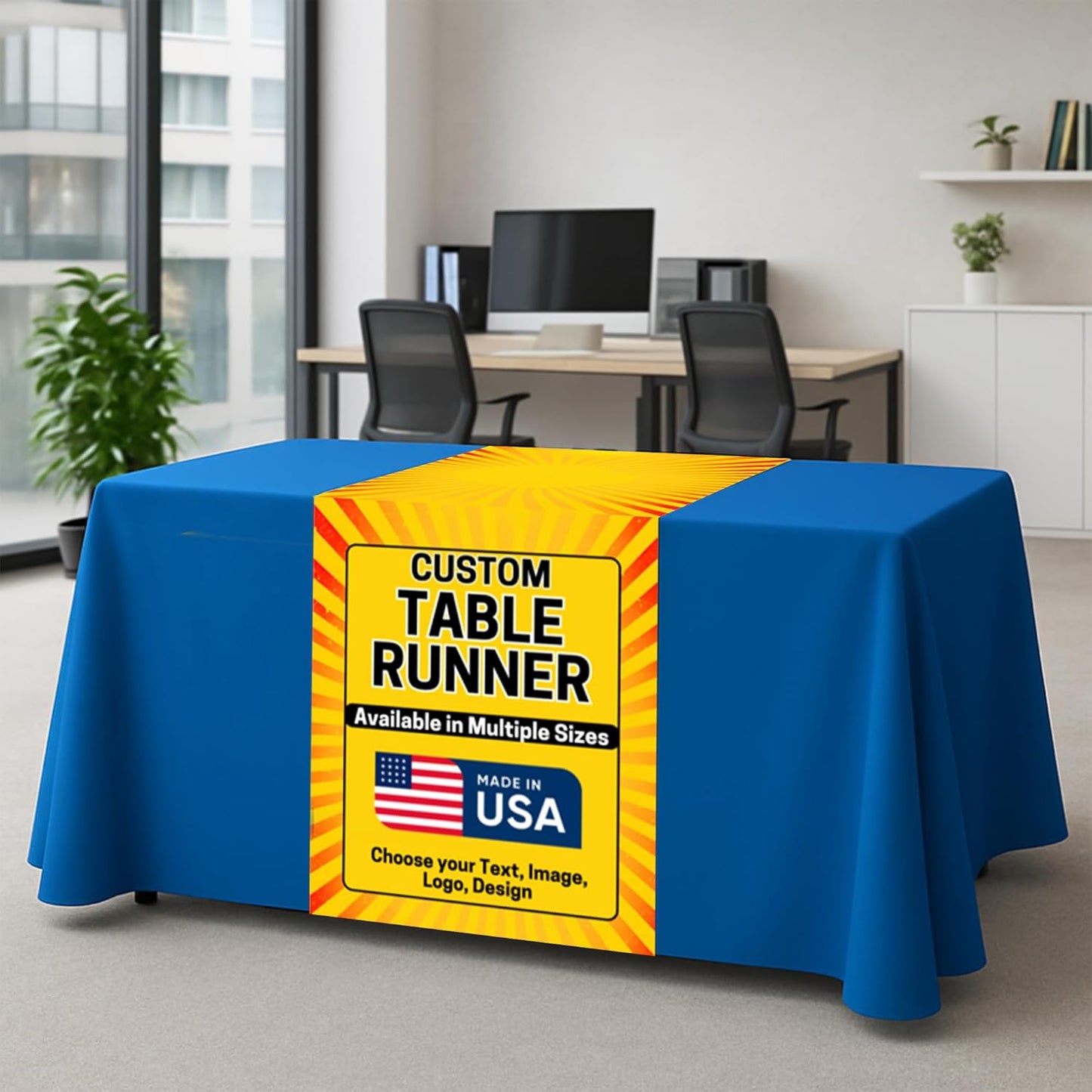 DreamController Custom Table Runner 12"x72" to 36"x72" with Business Logo, Image or Text | Personalized Table Runner for Trade Shows, Events, Birthday, Wedding | Made in USA | Fast delivery | HD Print