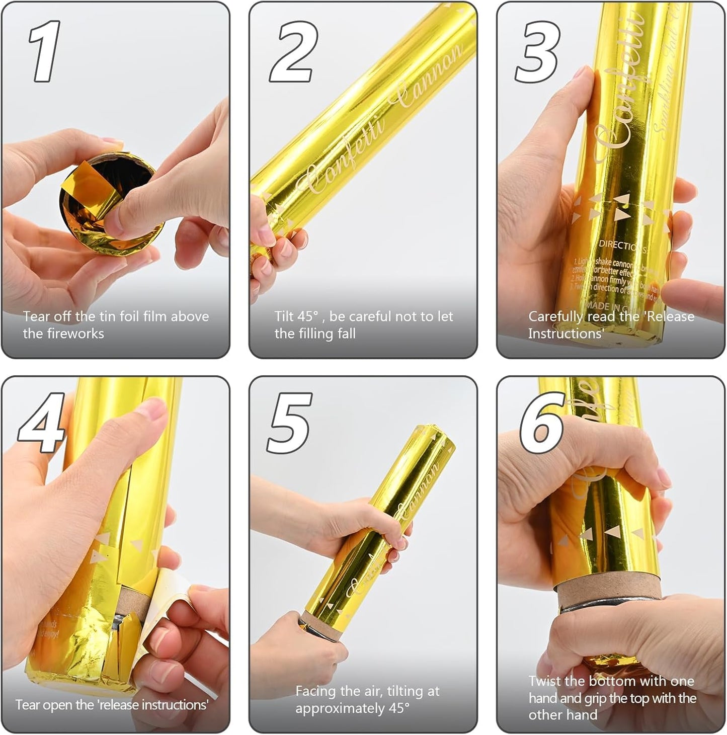 Confetti Cannon Gold Party Poppers 12 Inch Streamer Cannon 12 Pack Golden Party Poppers Shooters Foil Gold Popper Cannon Bulk for Wedding,Birthday,Graduation,New Year Celebration