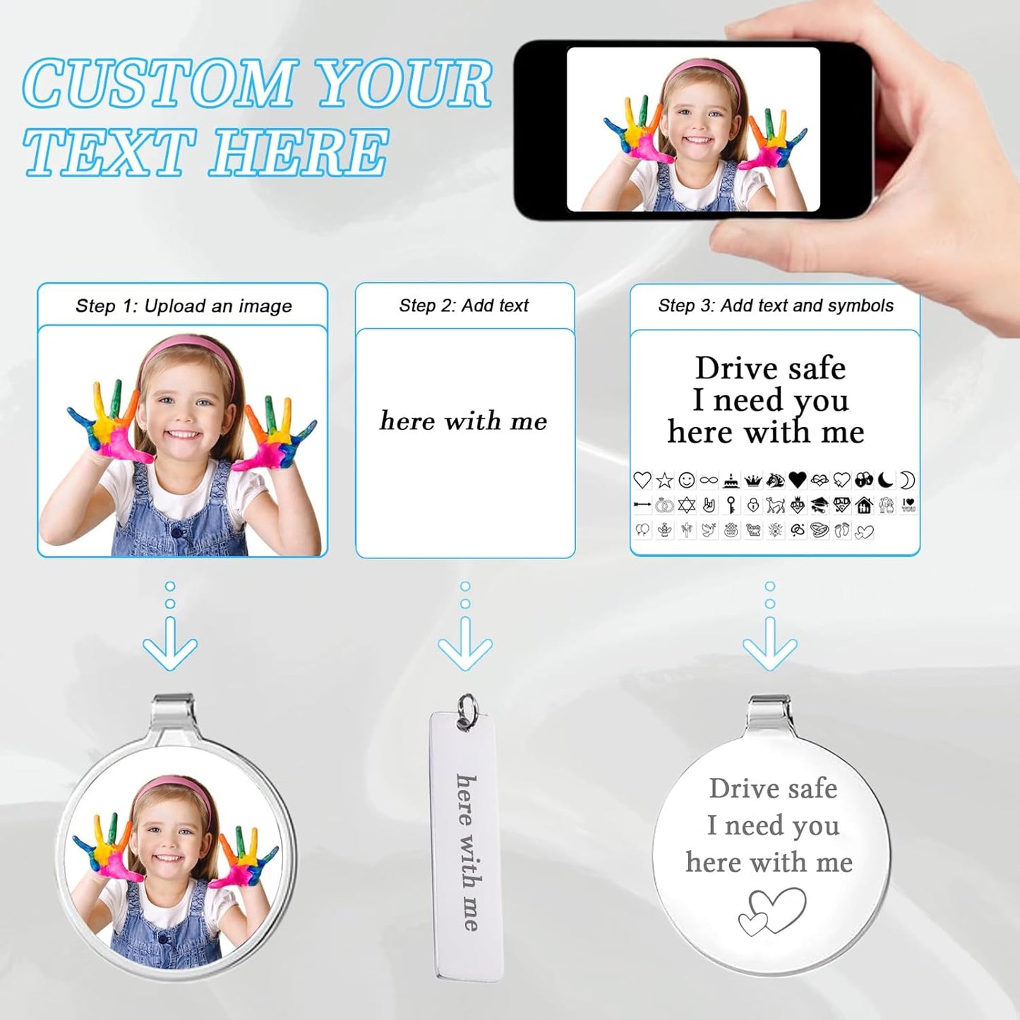 Custom Keychain with Picture Double-sided Personalized Photo Text Keychain, Gift for Anniversary Birthday Christmas