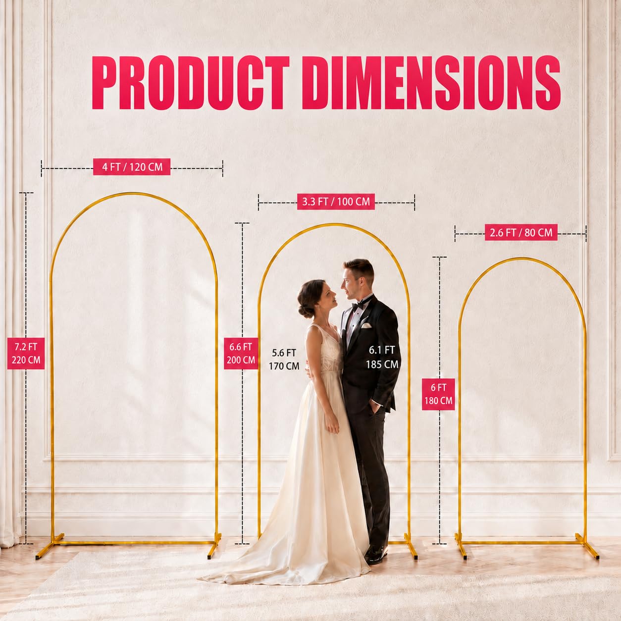 2 Pack Arch Backdrop Stand (7.2FT/6FT), Balloon Arch Stand