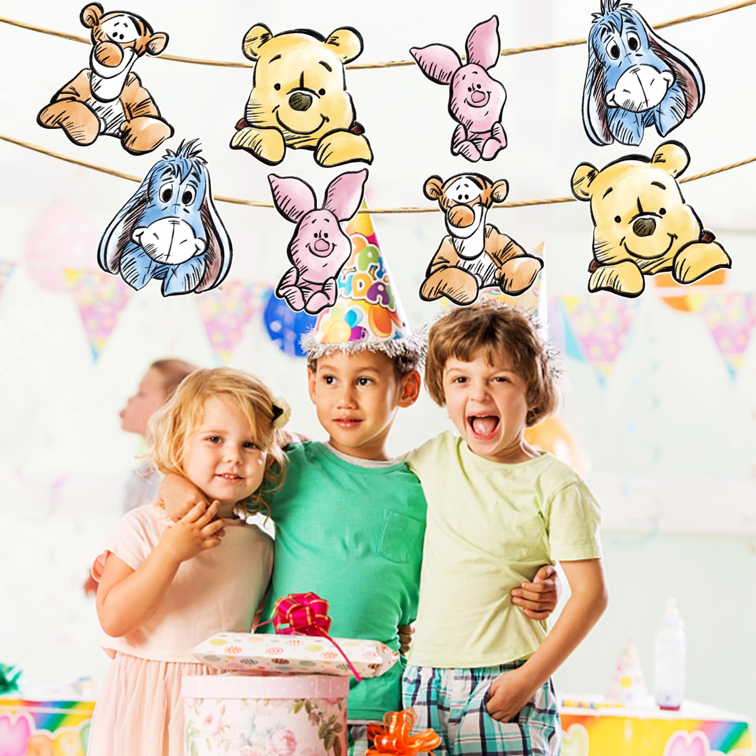 Cute Bear Banner For Baby Shower Decorations Birthday Banner Party Decoration Party Supplies(8PCS)