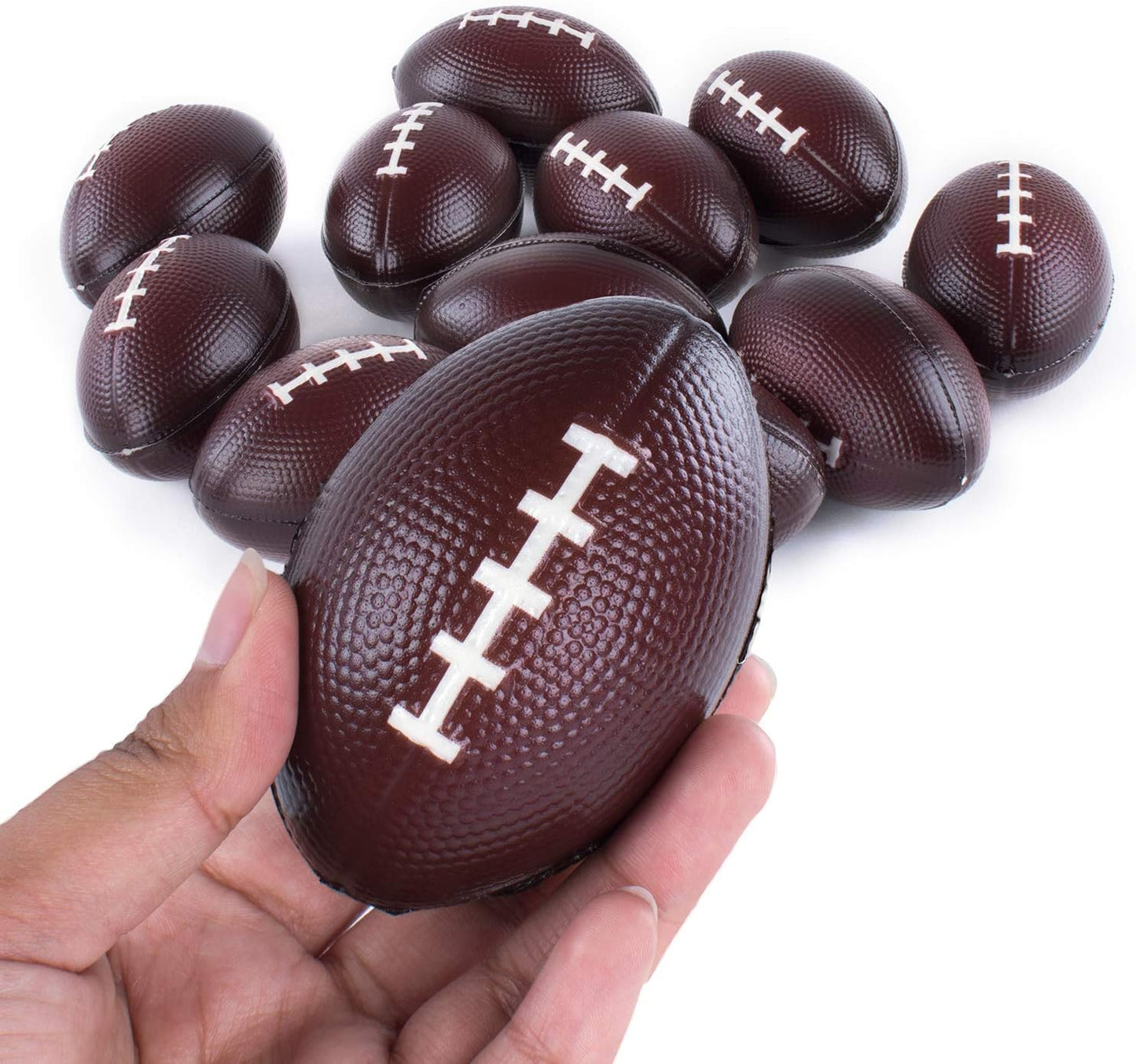 Super Z Outlet Mini Foam Sports Balls 24 Pack for Kids Adults Mini Baseball Football Basketball Soccer Stress Bulk Toy Game Party Decoration Small Relaxable (Football)