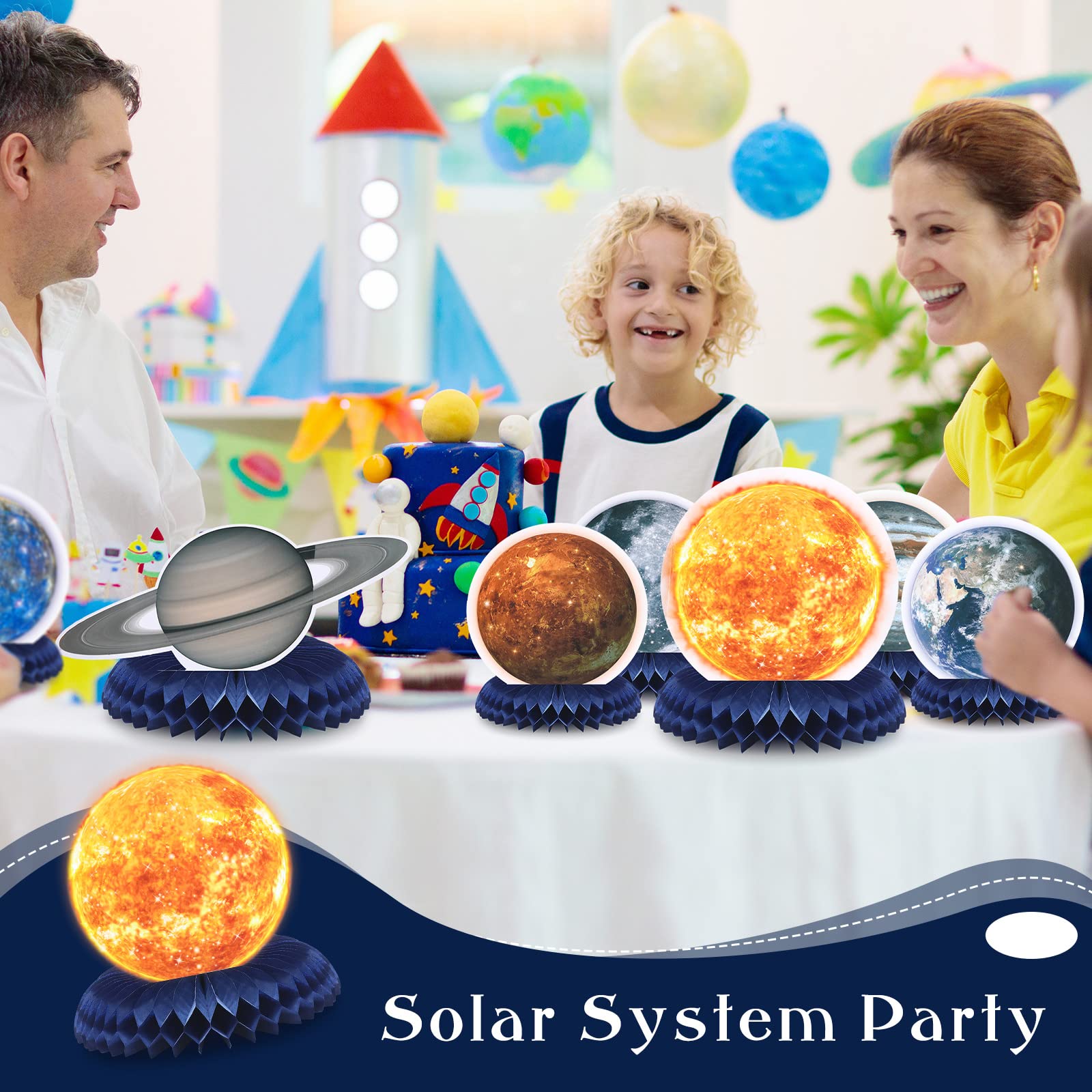 Eersida 10 Pcs Space Party Decorations Solar System Honeycomb Centerpieces