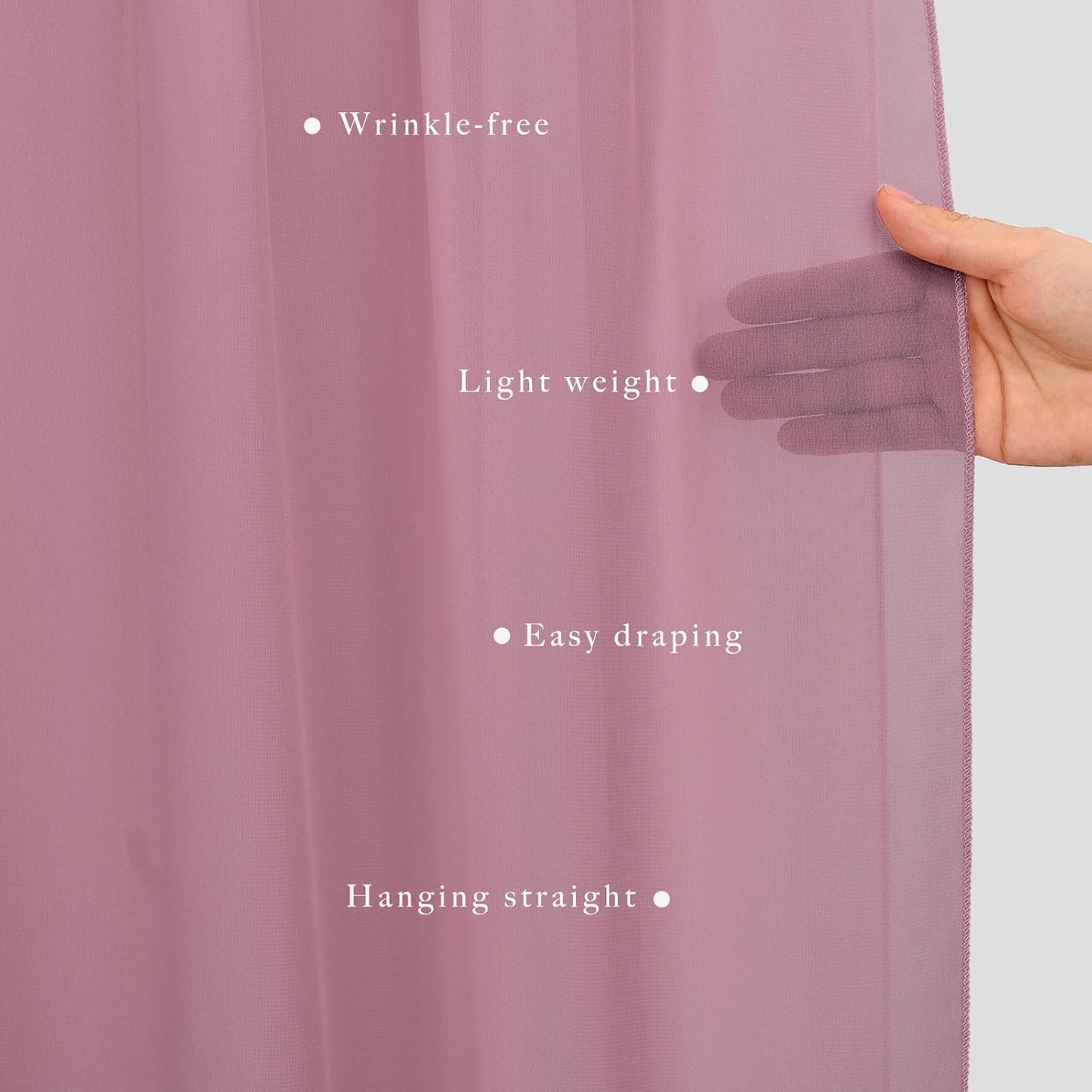 Dusty Rose Wedding Arch Draping Fabric 4 Panels 20Ft Length x 28" Width Arch Drapes Chiffon Fabric Sheer Curtains Backdrop for Party Bridal Decorations Wedding Ceremony Ceiling Stage Reception Decor