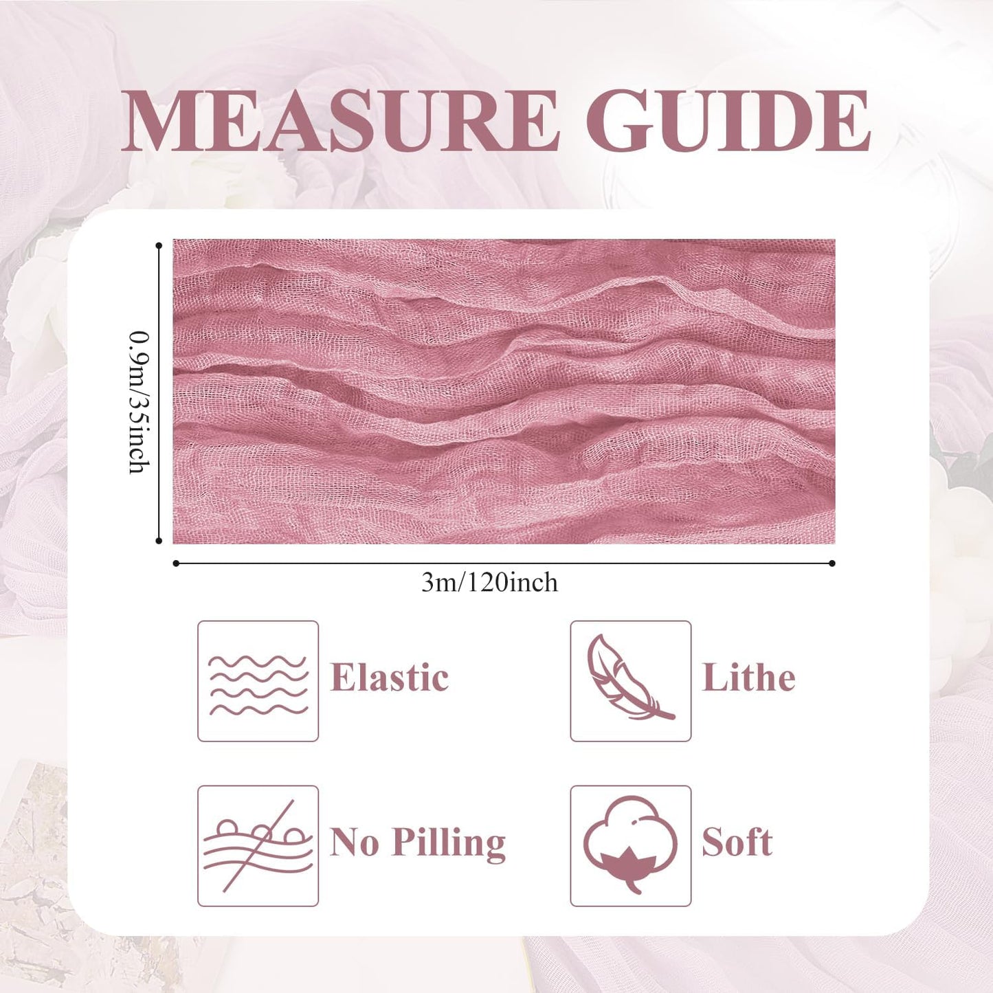 Asee'm 3pcs Cheesecloth Table Runner 120 Inches Long Pink Boho Gauze Cheese Cloth Runner 10FT Rustic Sheer Table Runners for Christmas Wedding Party Baby Shower Spring Easter Decoration