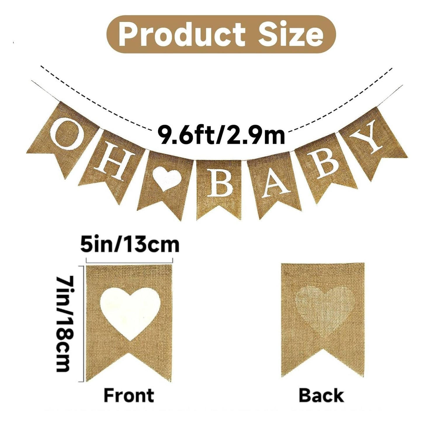 Anwyll Burlap Oh Baby Banner - NO DIY Baby Shower Decoration Banner Oh Babies Shower Sign for
