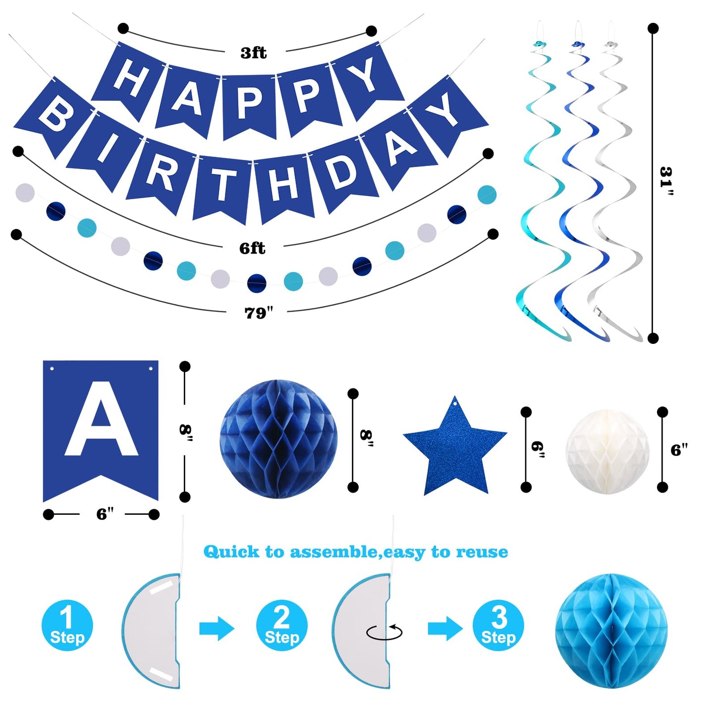 meowtastic Birthday Decorations Happy Birthday Banner with Honeycomb Balls