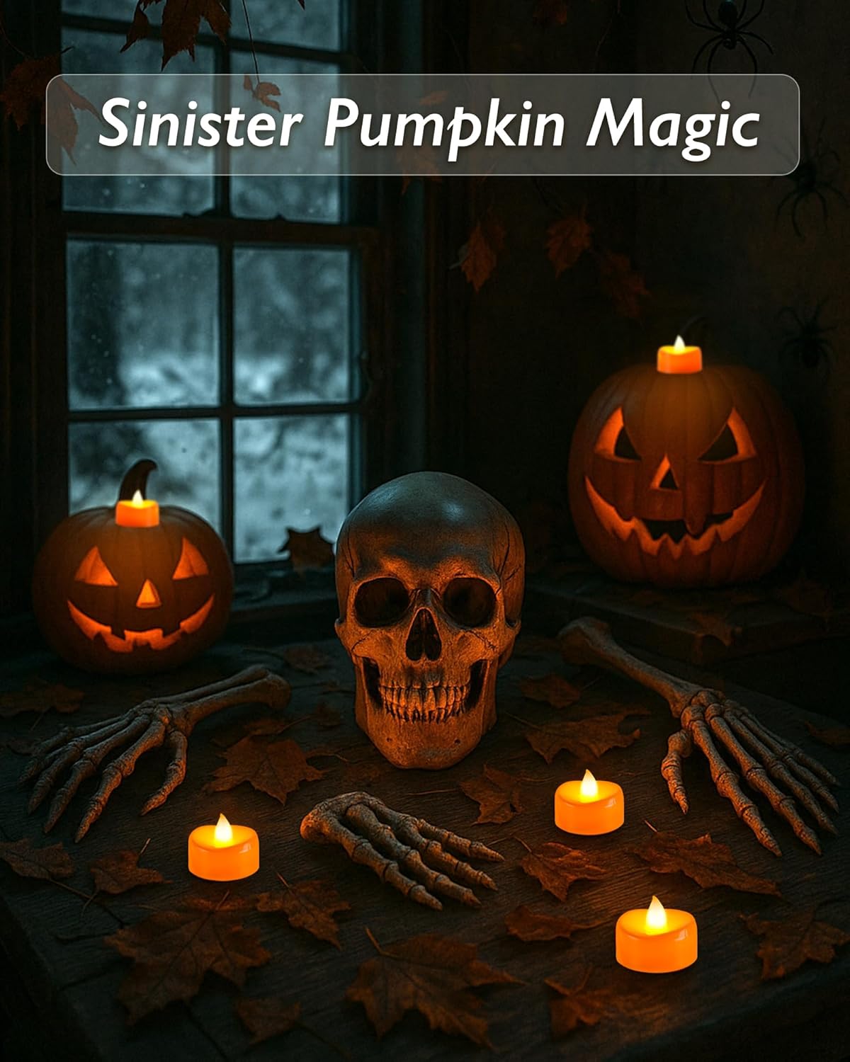 Raycare Orange LED Tea Lights Battery Operated, 200+Hour Flickering Votive Candles,Realistic Fake Flameless Tea Lights for Wedding Party Halloween Thanksgiving Christmas Decorations, 24 Pack