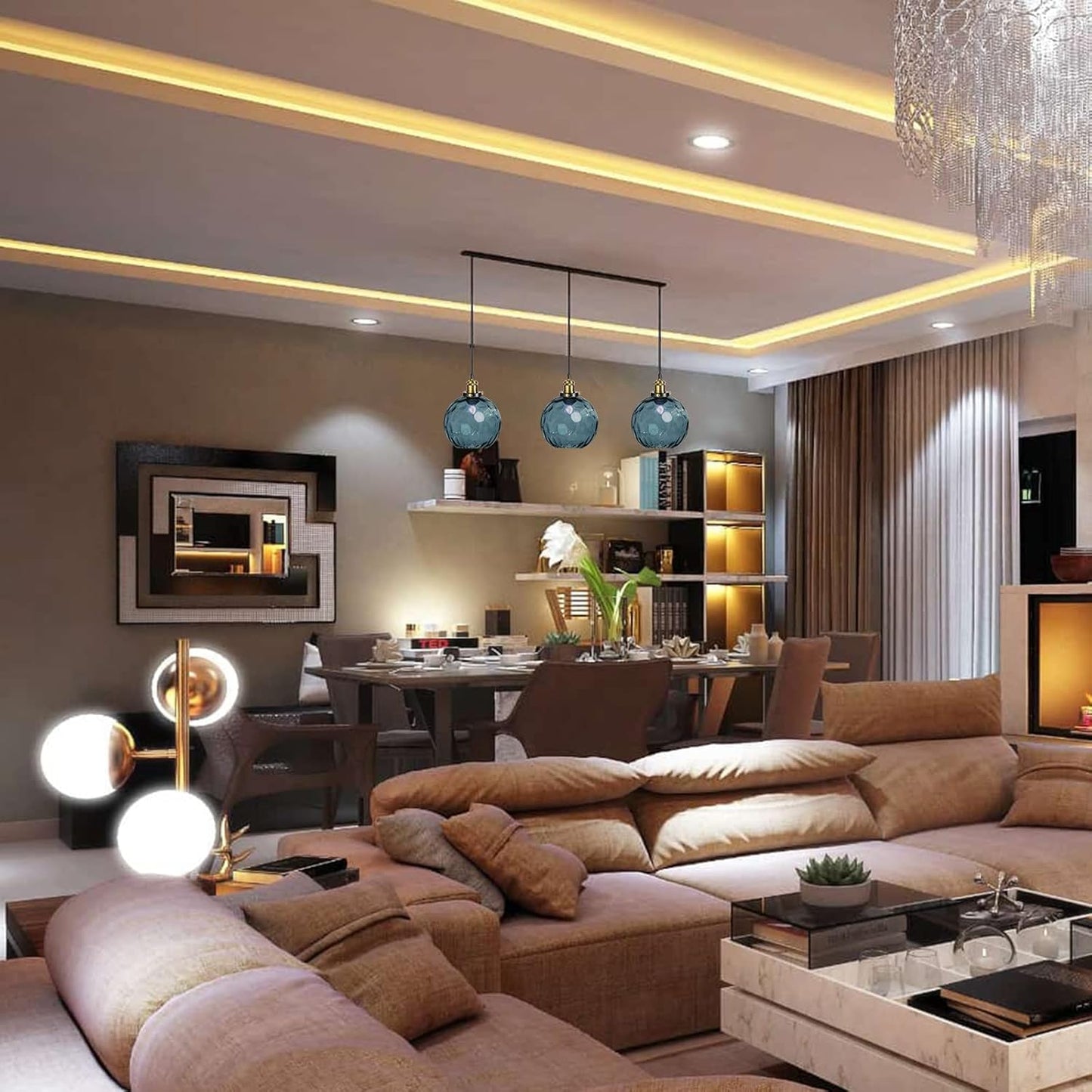 Pendant Light Shade Industrial Hanging Lights Fixtures Ceiling Outdoor Pendant Lighting for Kitchen Island Dining Room Unique Lamp in Kitchen Farmhouse Bedroom (Dark Blue, 5.9 Inches)