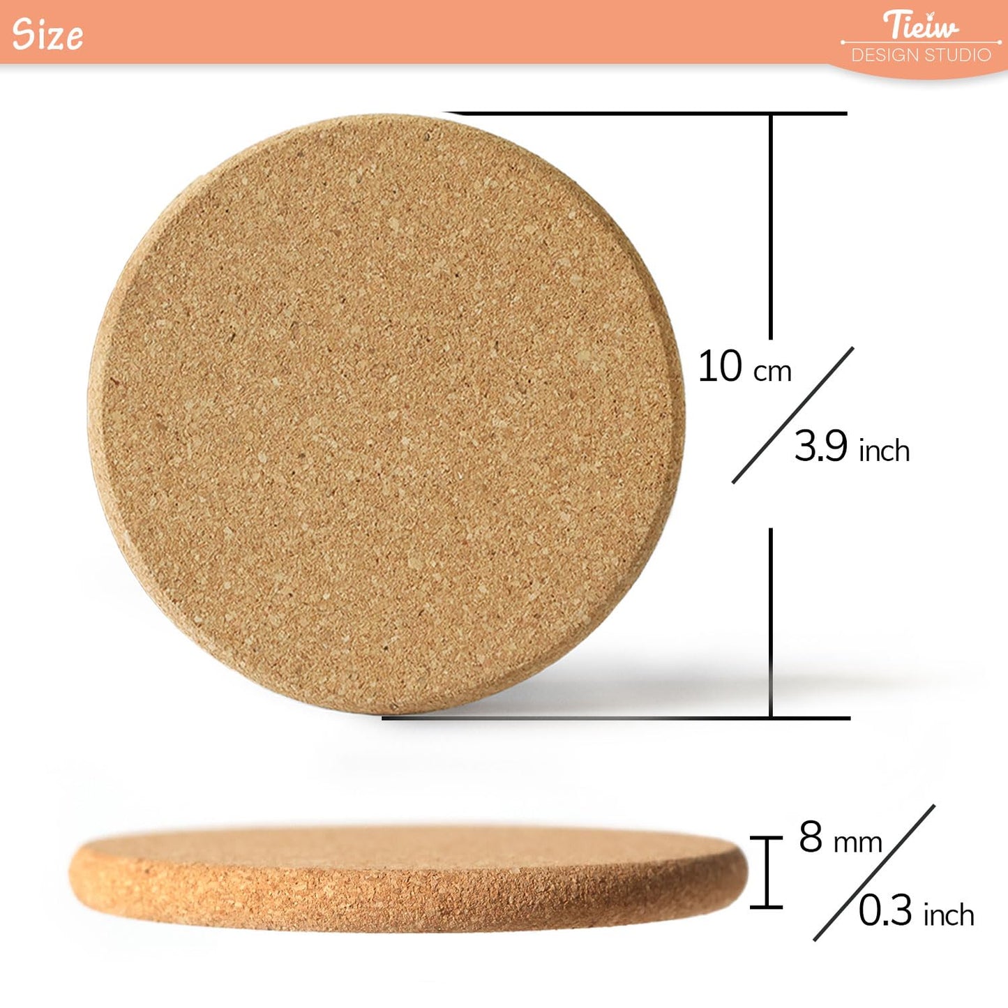 Personalized Cork Coasters - Custom Engraved Wedding Favor,Natural Round Drink Coasters, Bulk Guest Gifts, Bridal Shower,Party,Reception and Anniversary Gift Decor - Set of 25-300pcs