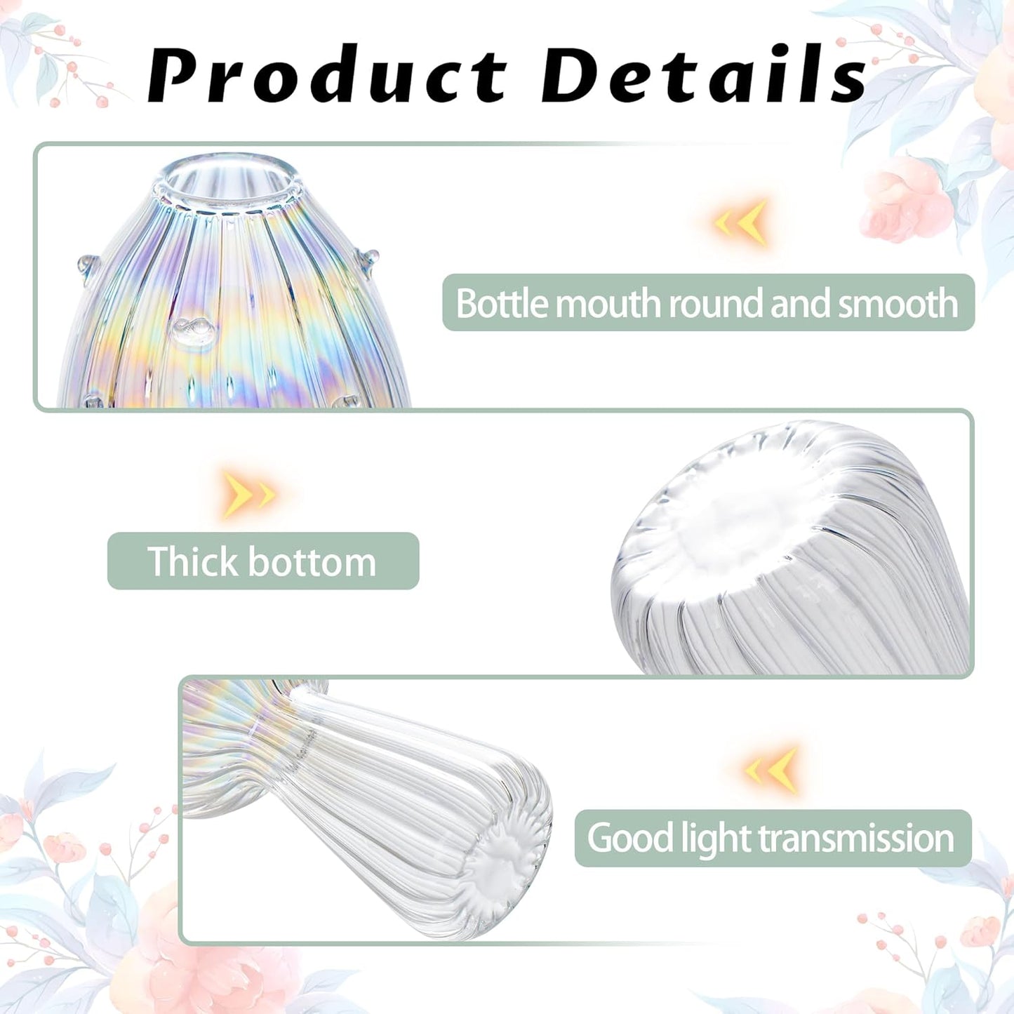 Plant Propagation Station, Set of 6 Clear Mushroom Vase, Propagation Stations, Small Plant Terrarium, Unique Crystal Mushroom Jars for Plants for Hydroponics Home Garden Office Decoration (Clear)