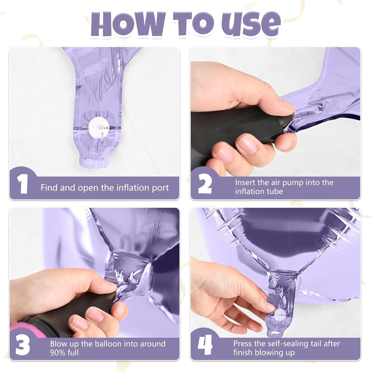 Purple Giant 4D Foil Balloons, 6Pcs Large Metallic Purple Round Balloons, 22 Inch Big Round Foil Balloon for Purple Birthday Party Baby Shower Wedding Decorations