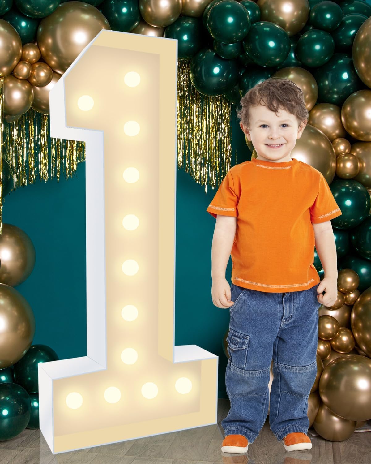 4FT Plastic Marquee Numbers 1 - Light up Numbers Are Made from Corrugated Plastic Board - Quick Assembly Without Tools, Disassembled Components Can Be Used for Photo Wall Decoration, Yard Sale Signs