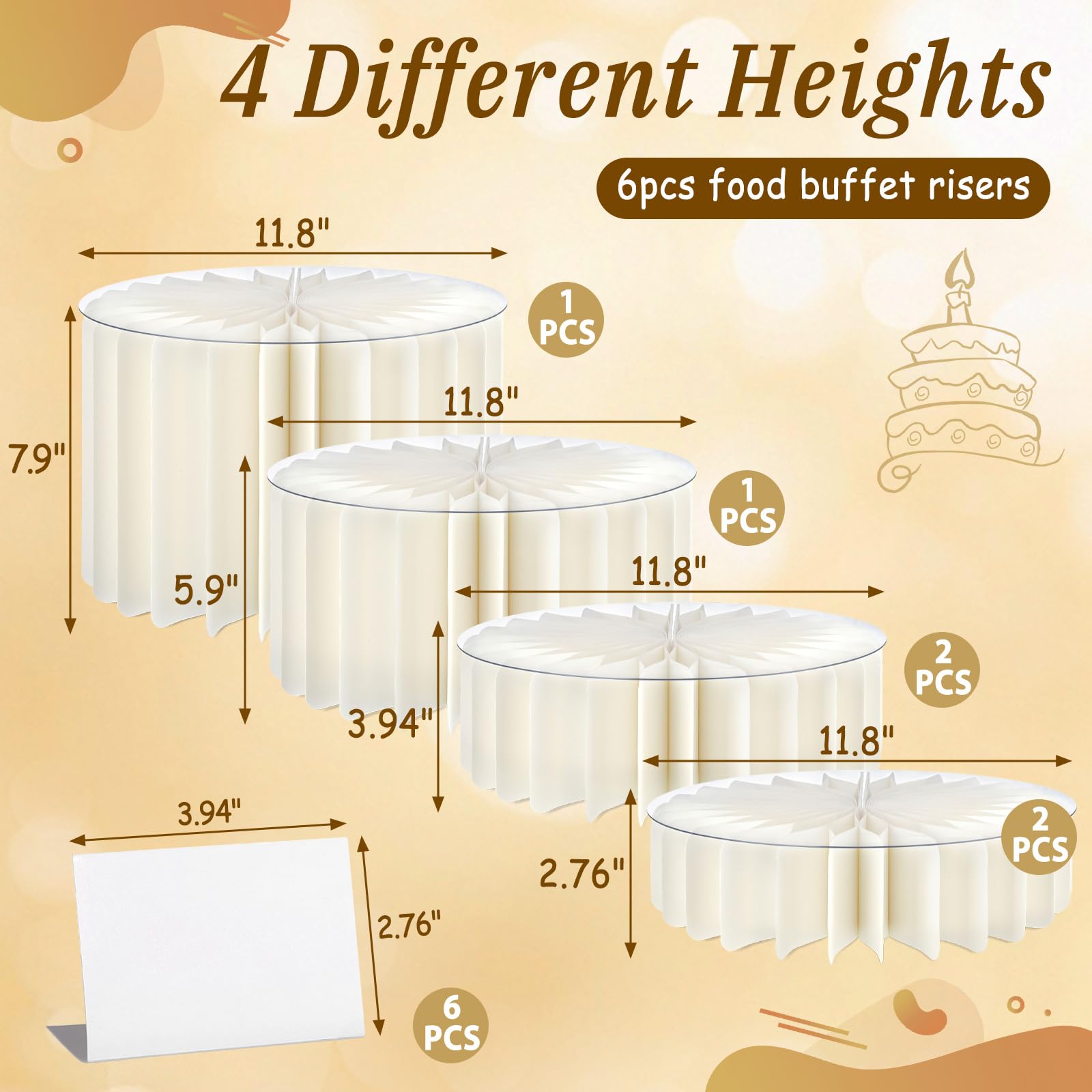 Youjoitim 6Pcs Buffet Risers, Food Risers for Table, Foldable Cake Stands for Party, Paper Dessert