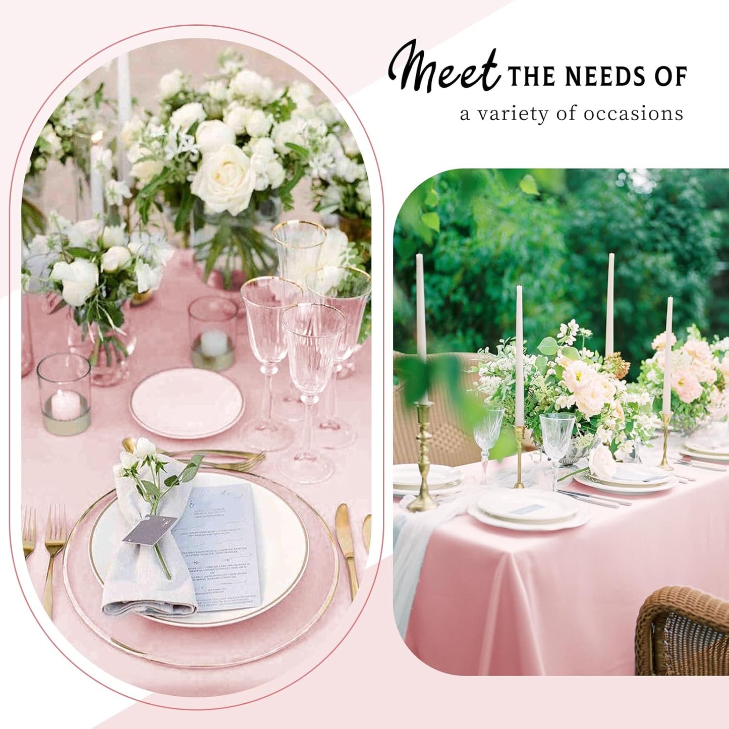 6 Packs Satin Tablecloth 57 x 108 Inch Rose Gold Rectangular Table Cloth Silk Tablecloth Smooth Fabric Overlay Satin Table Cover Decoration for Wedding Party Banquet Events