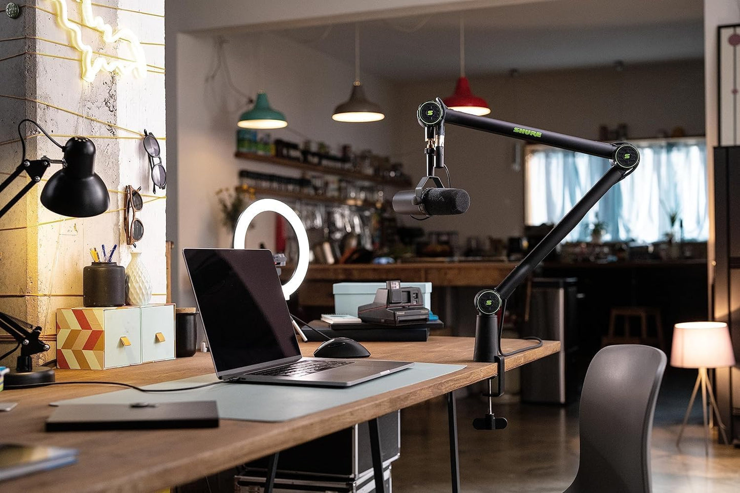 Shure by Gator Deluxe Articulating Desktop Podcasting Mic Boom Arm with Cable Management Channel; (SH-BROADCAST1)