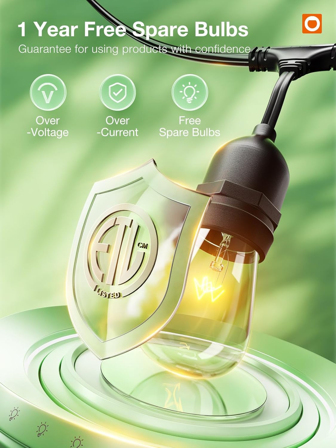 addlon 48 FT Outdoor String Lights Timer Control Commercial Grade Weatherproof 18 Edison Vintage Bulbs ETL Listed Heavy-Duty Decoration Christmas Lights for Patio Backyard Garden