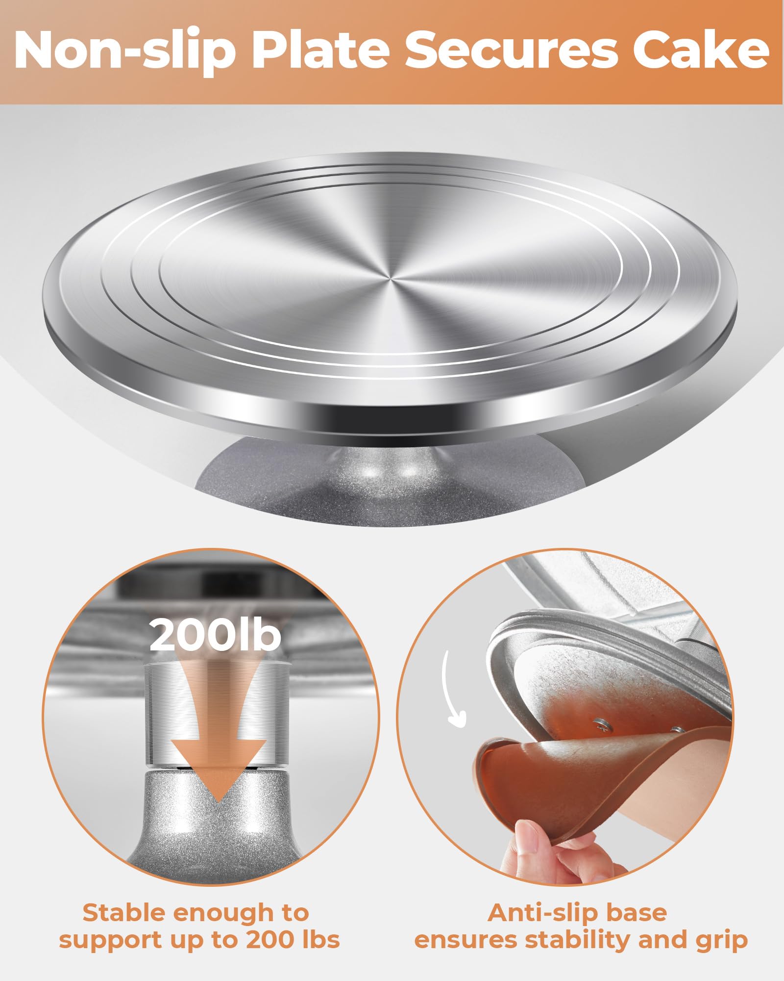 Kootek Aluminum Cake Stand Turntable for Party, Base Giratoria Para Pastele