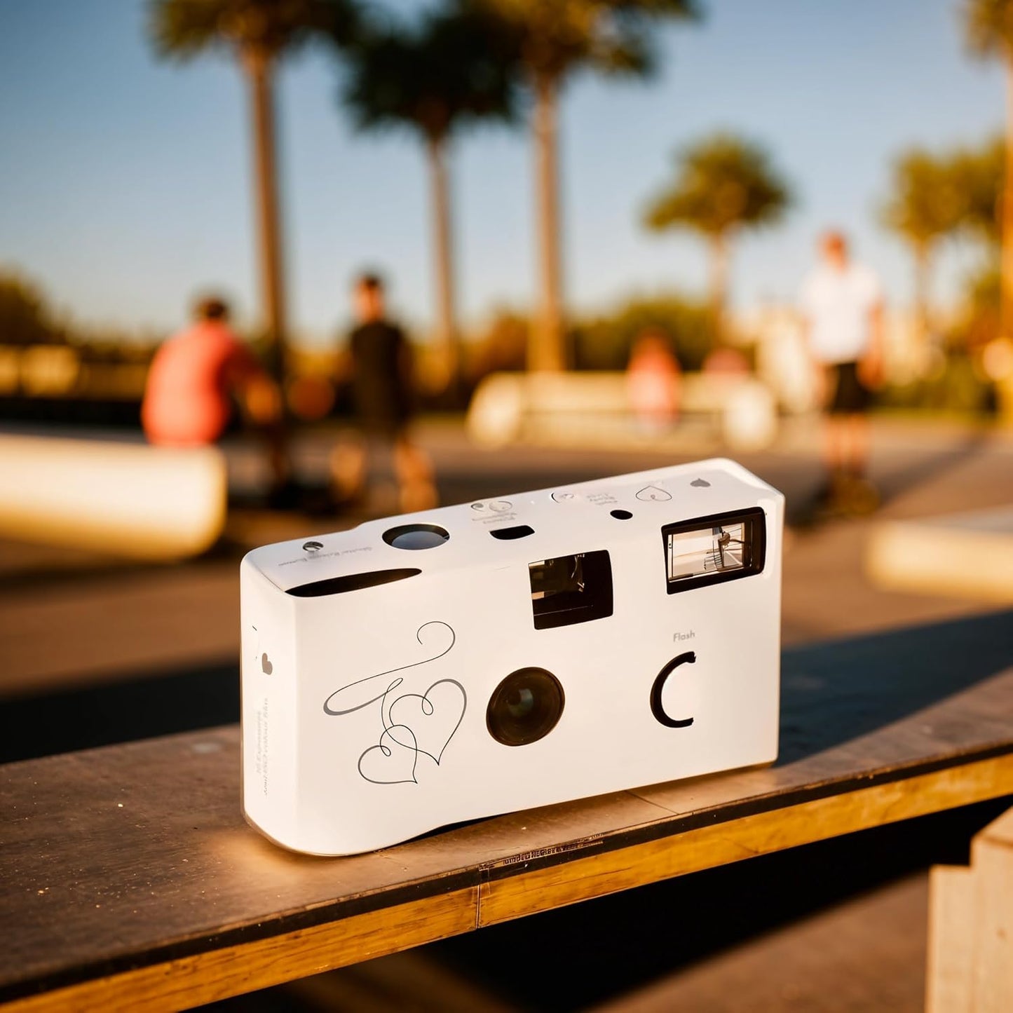 Weddingstar Disposable Camera with Flash - Single Use 35mm Film Camera for Wedding or Party Favors - Silver Enchanted Hearts (10 Pack)