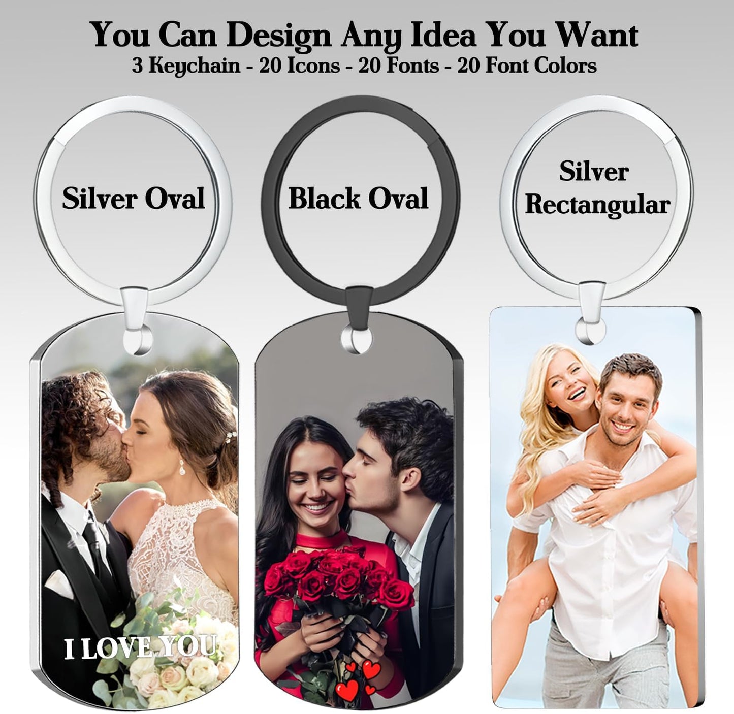 Custom Keychain with picture Double-sided Personalized Your Photo/Text/Icon for Men Family Boyfriend Gifts