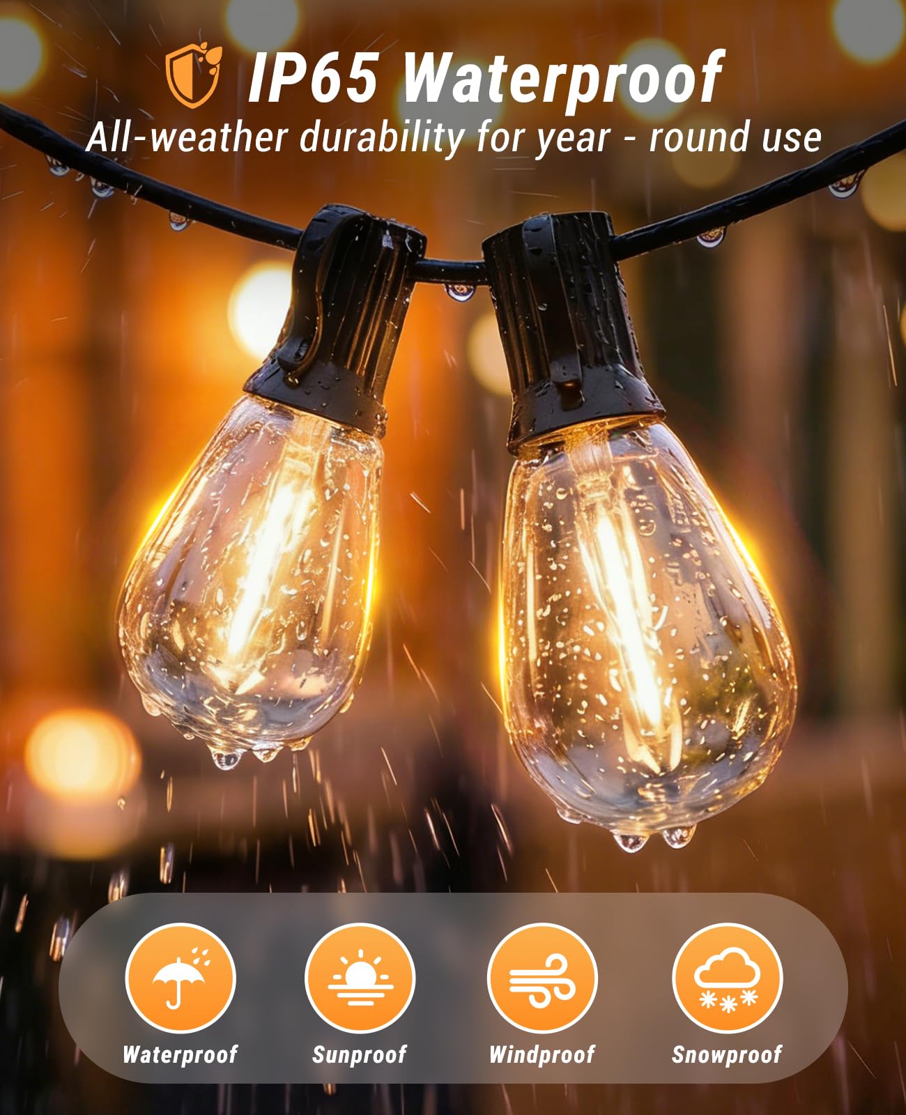 Tenmiro 200FT LED Outdoor String Lights with Remote, 72+2 Shatterproof Bulbs Dimmable Timing 3
