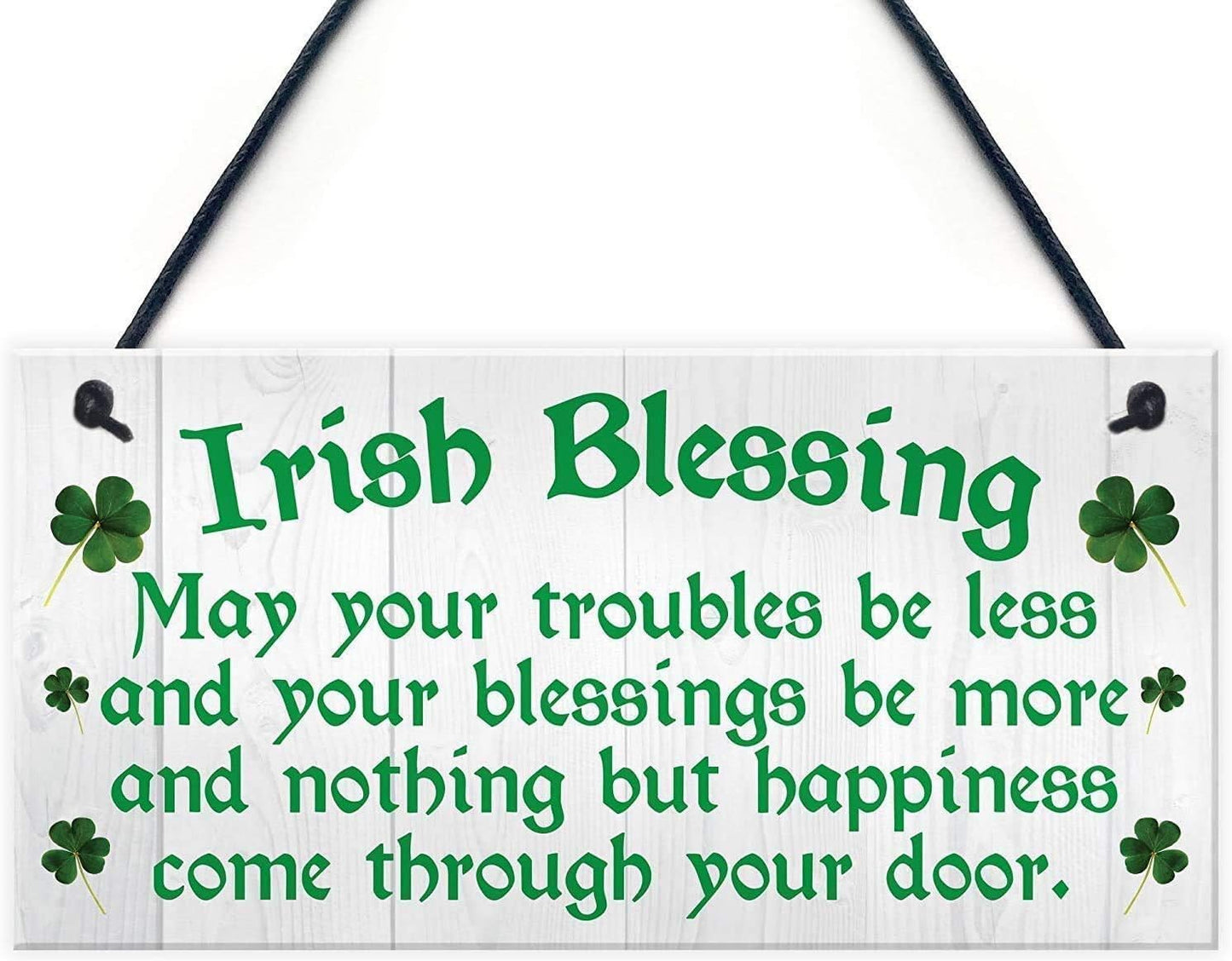 Rustic Wooden Irish Blessing Signs - Happiness & Friendship Plaque - 6x12 INCH Home Decor Gift