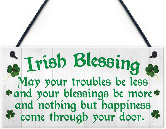 Rustic Wooden Irish Blessing Signs - Happiness & Friendship Plaque - 6x12 INCH Home Decor Gift