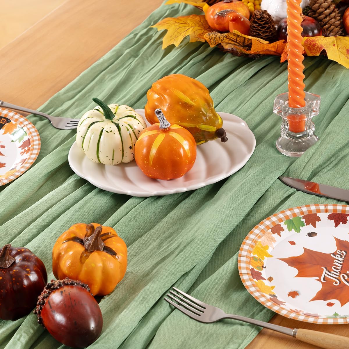 Sage Green Cheesecloth Table Runner 10 Pack Fall Table Runners Boho Gauze 120 Inches Sage Cheese Cloth Fall Table Decorations for Thanksgiving Wedding Bridal Baby Shower Tea Party