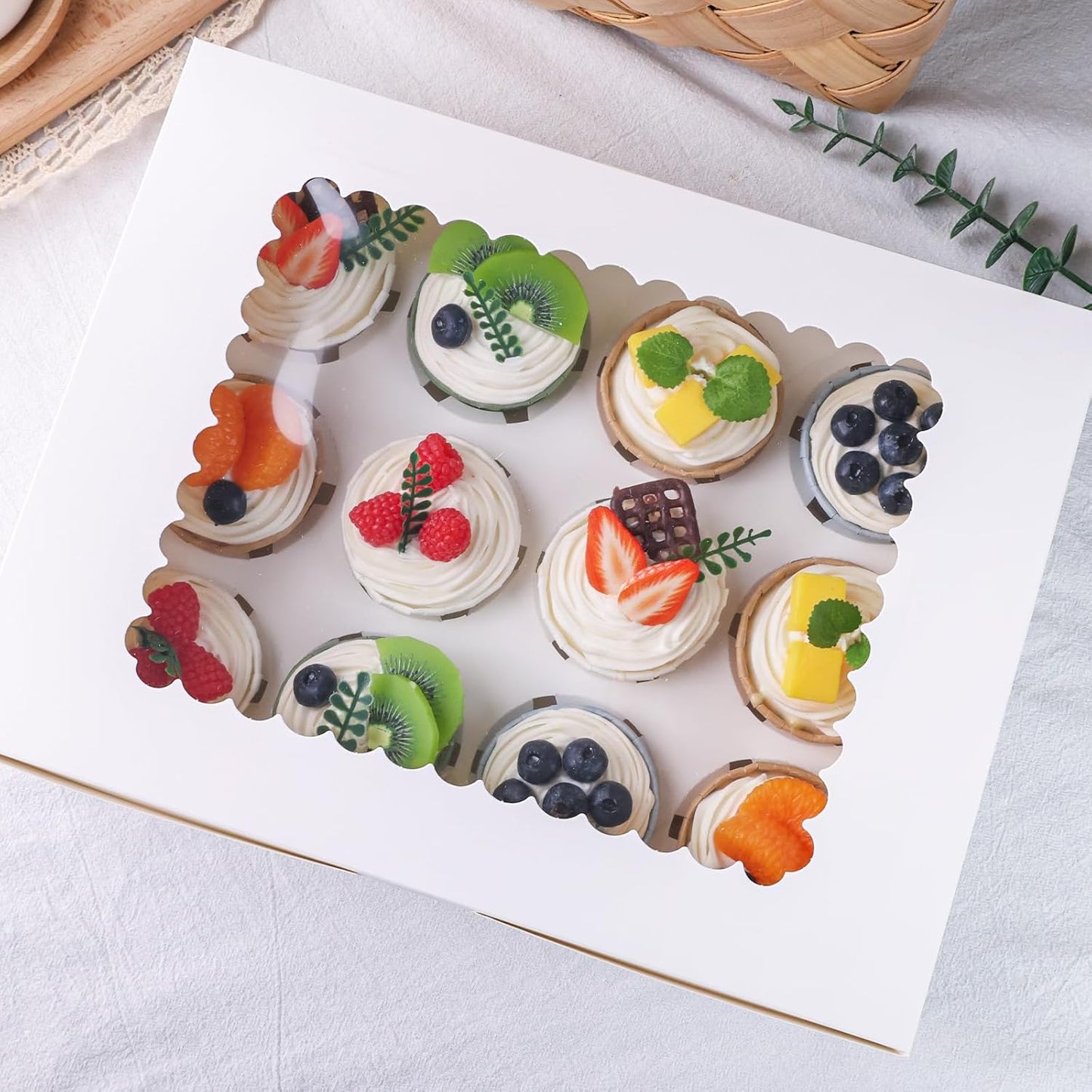 VGOODALL 6PCS White Cupcake Containers, 12 Count with Window Boxes Holding 72 Pastry Box for Birthday Holiday Party Bakery Supplies