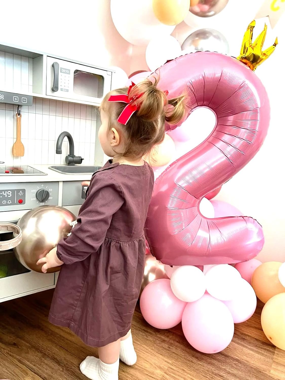 2026 Pink Crown 40 Inch Mylar Foil Number 6 Balloon, Birthday Balloons for 6 16 Boy Girl Party Decorations Supplies,Pink Crown Big Helium Balloon Numbers for 26 36 46 60 Men Women Anniversary