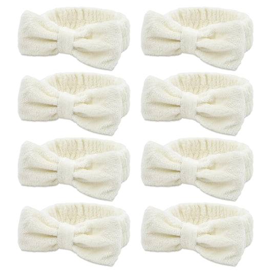 Semato 8 Pcs Creamy White Spa Headband Bachelorette Party Favor Set Skincare Headbands for Women Gifts and Party Supplies (creamy white)