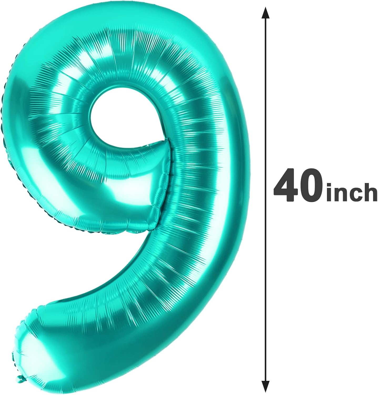 40 Inch Big Teal Blue 9 Balloon Number, Jumbo Giant Happy 9th 19 29 39 49 99 Birthday Party Decorations, Teal Blue Large Nine Mylar Foil Anniversary Birthday Party Engagement Decorations