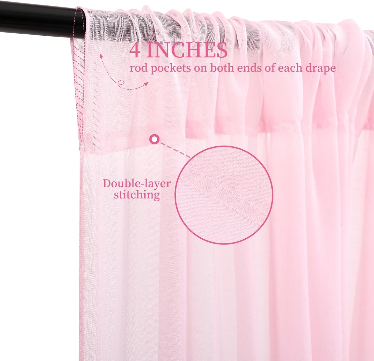 6 Panels Pink Ceiling Drapes for Wedding, 5ftx20ft Ceiling Drapes Cheesecloth Sheer Fabric Curtain Wedding Arch Draping Fabric Romantic Ceilings Decorations for Weddings Party Ceremony Stage