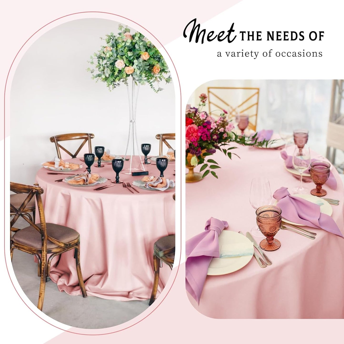 6 Packs Satin Tablecloth 120 Inch Rose Gold Round Table Cloth Silk Tablecloth Smooth Fabric Overlay Satin Table Cover Decoration for Wedding Party Banquet Events