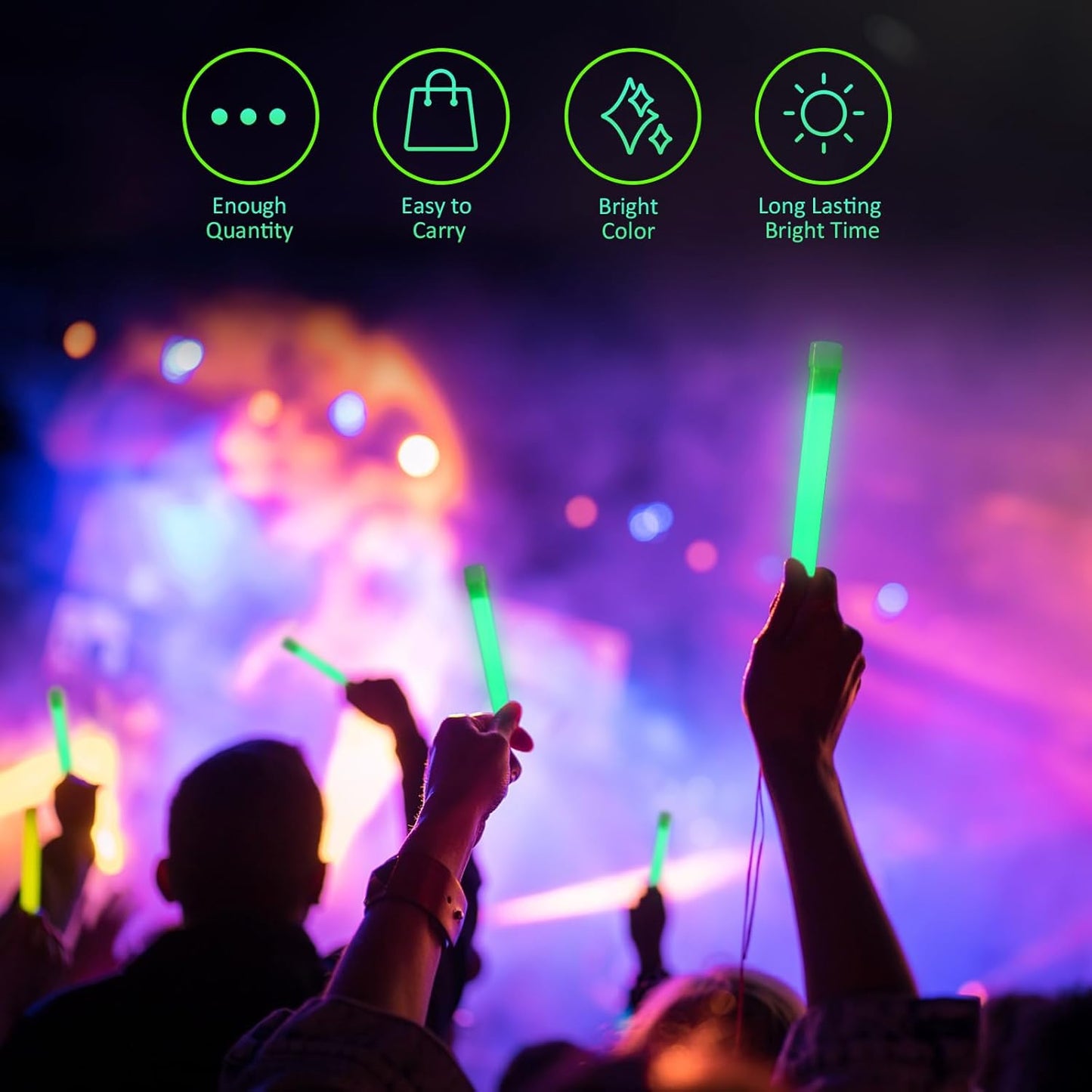 Sotiff 96 Pcs Bright 6 Inch Large Glow Sticks Bulk Emergency Glow in The Dark Sticks with 12 Hour Duration for Camping Hiking Outdoor Parties Activities Survival Storms Blackouts (Green)