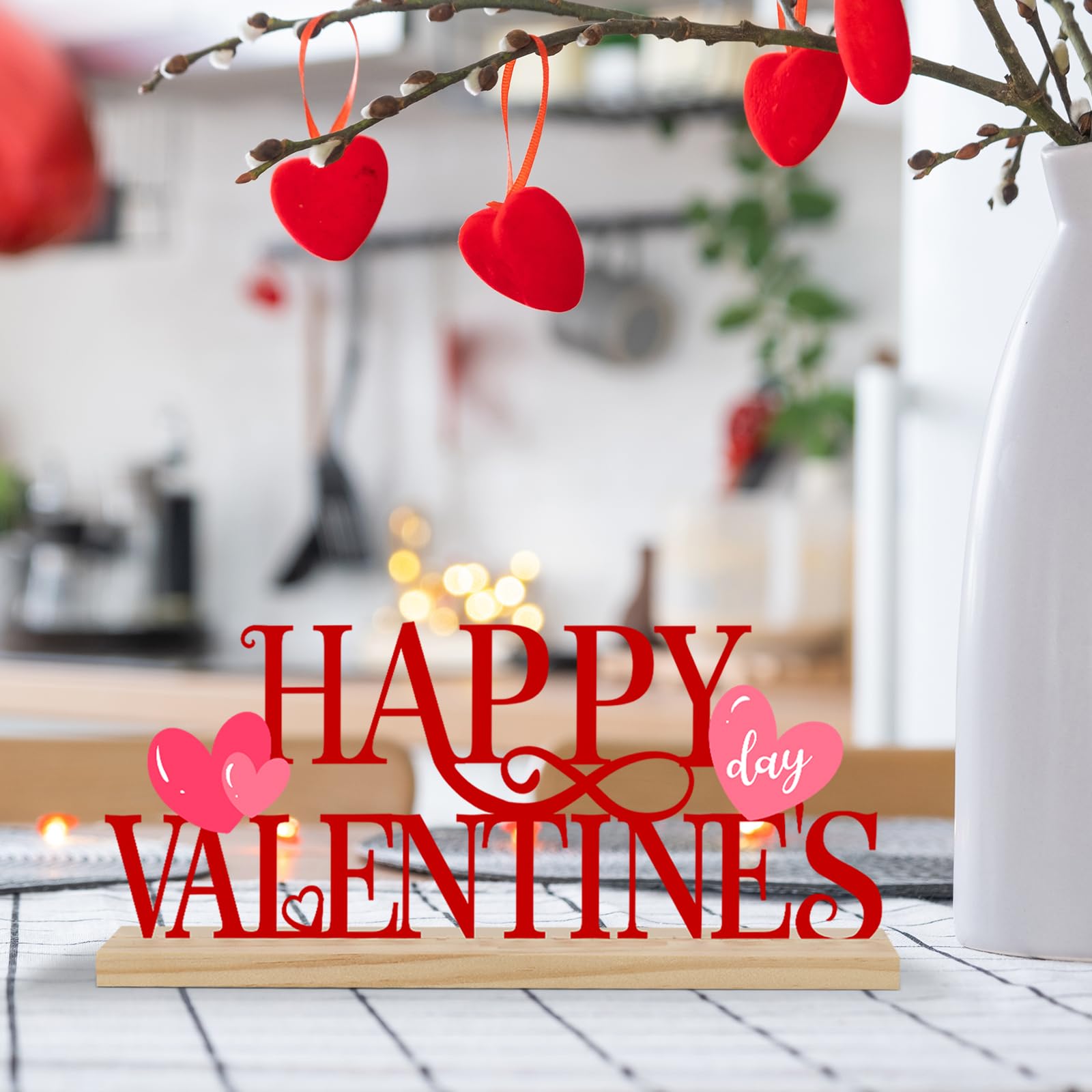 COCHIE Metal Happy Valentine's Day Sign, Valentines Day Decorations for Home, Party, Shelf, Mantel