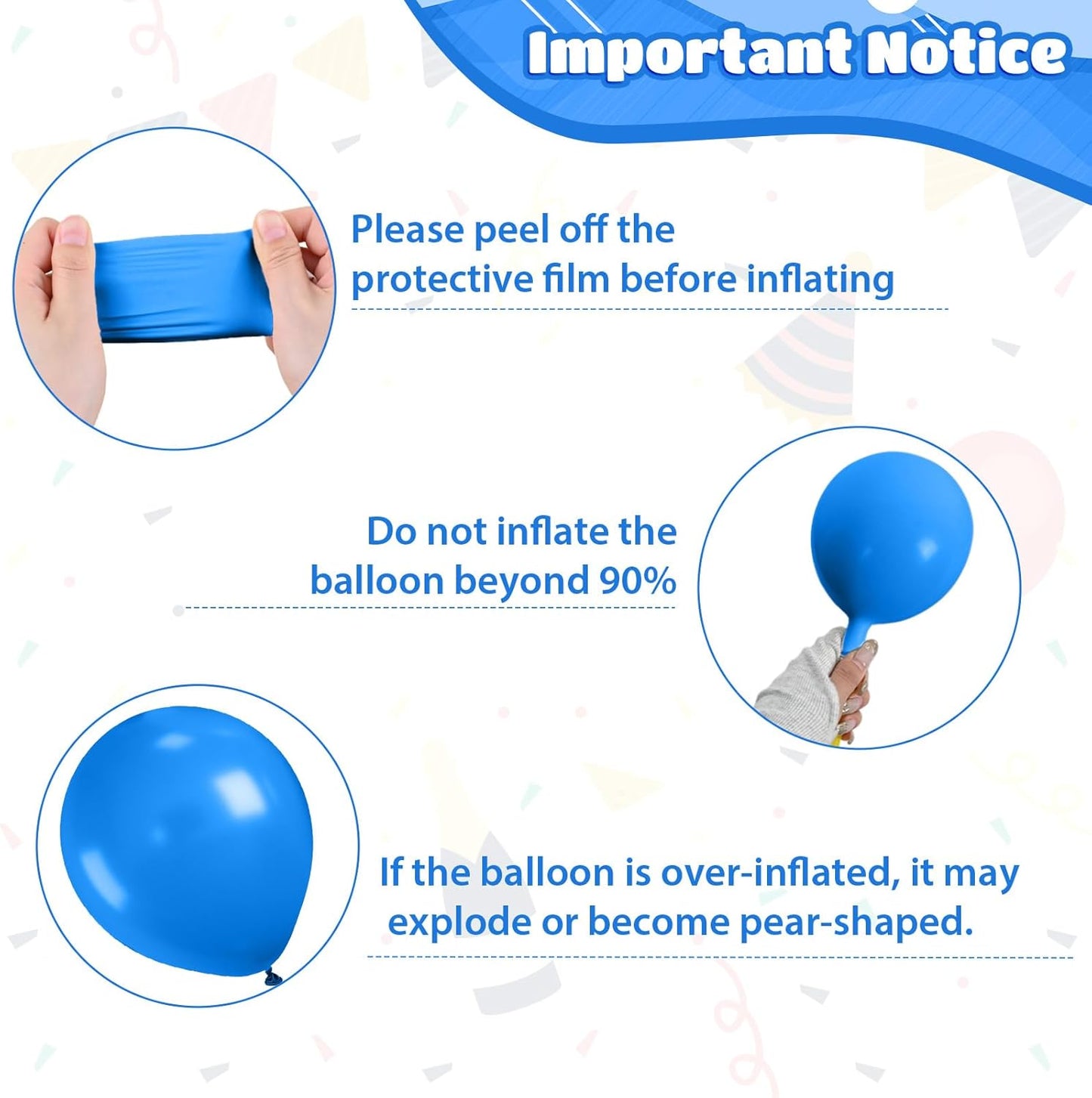 Blue and Black Balloons,12 Inch Dark Blue and Silver Black Pearl Light Blue Balloons for Boys Birthday Party Decorations Baby Shower Graduations Celebrations Backdrop Supplies