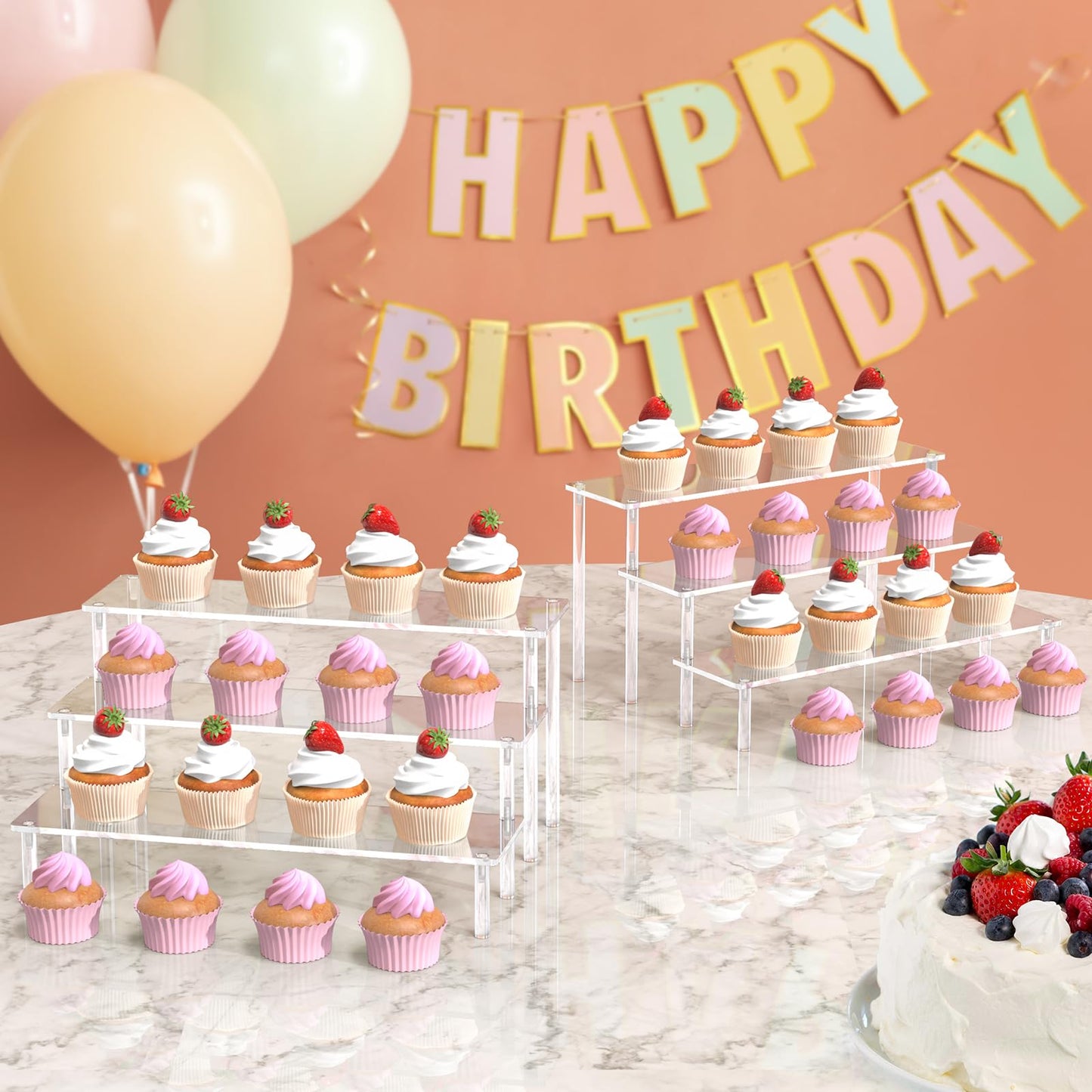 Acrylic Display Risers, 3 Tier Perfume Organizer, Clear Cupcake Stand
