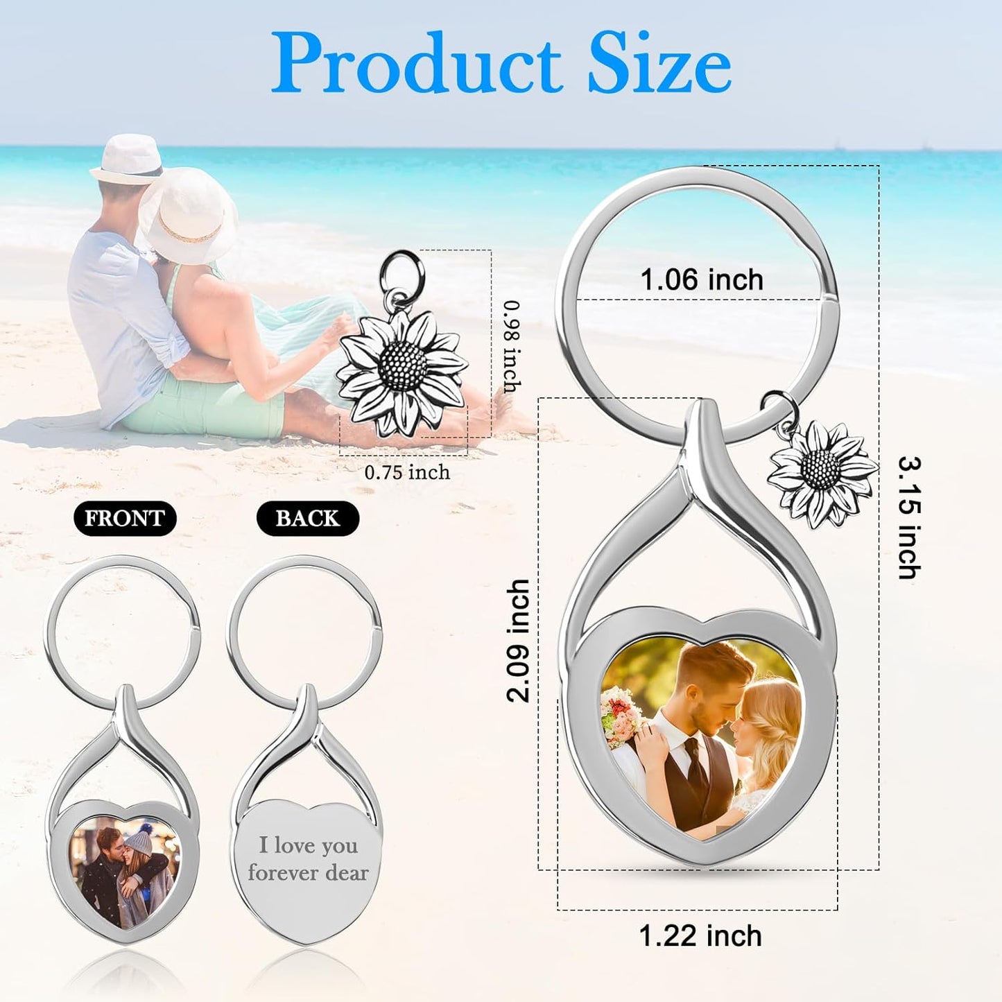 Double Side Custom Keychain with Picture Personalized Engraving Photo Text Customized Gifts for Men Women