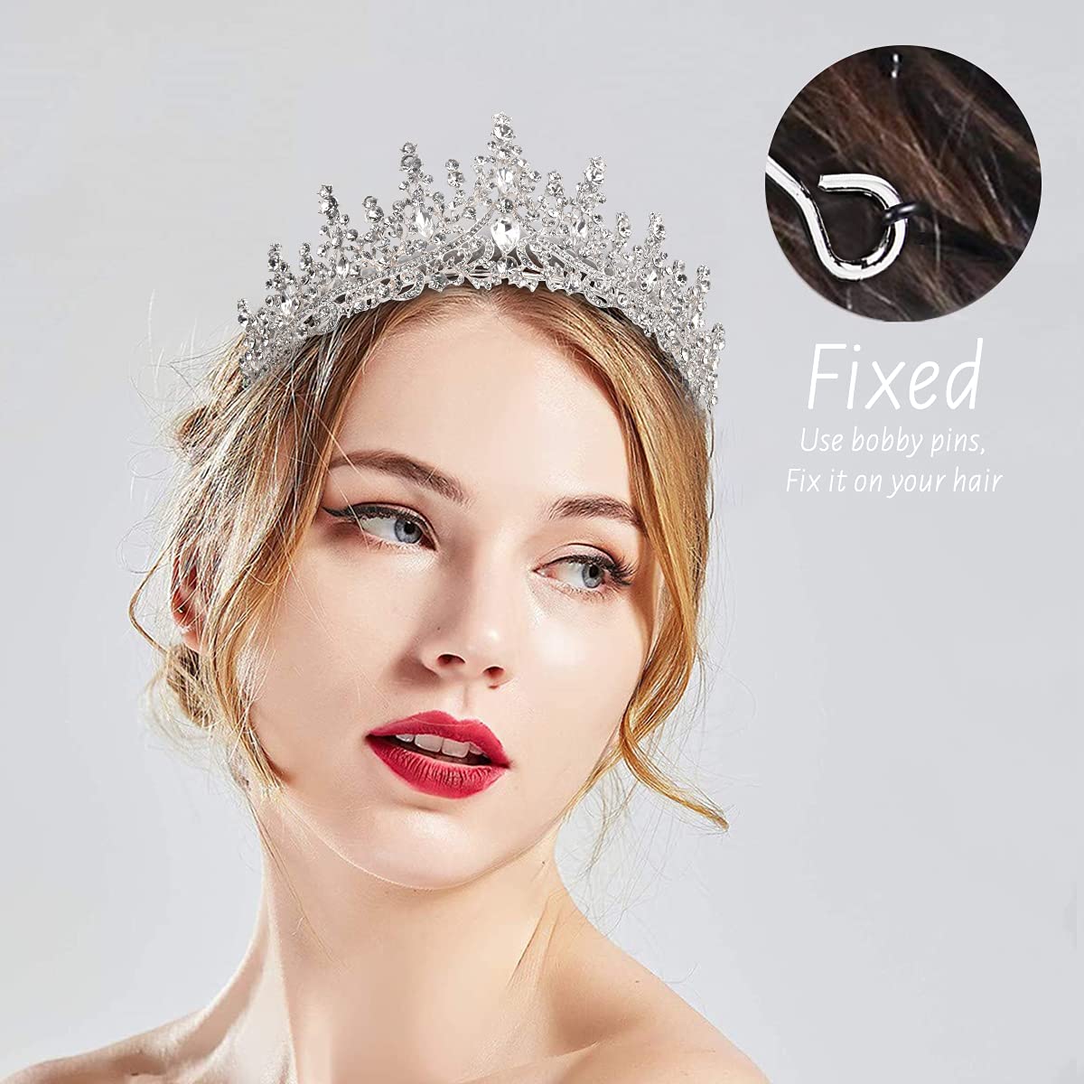 TOBATOBA Silver Wedding Crystal Tiaras and Crowns for Women, Bride Royal Queen Headband Princess