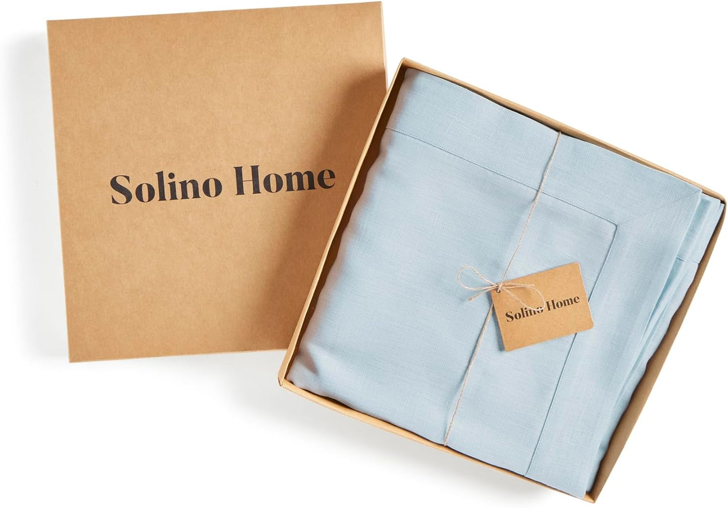 Solino Home Linen Tablecloth 60 x 90 Inch - 100% Pure Linen Ice Water Table Cloth for Rectangle Tables - Fete, Machine Washable Tablecloth for Christmas, Holiday