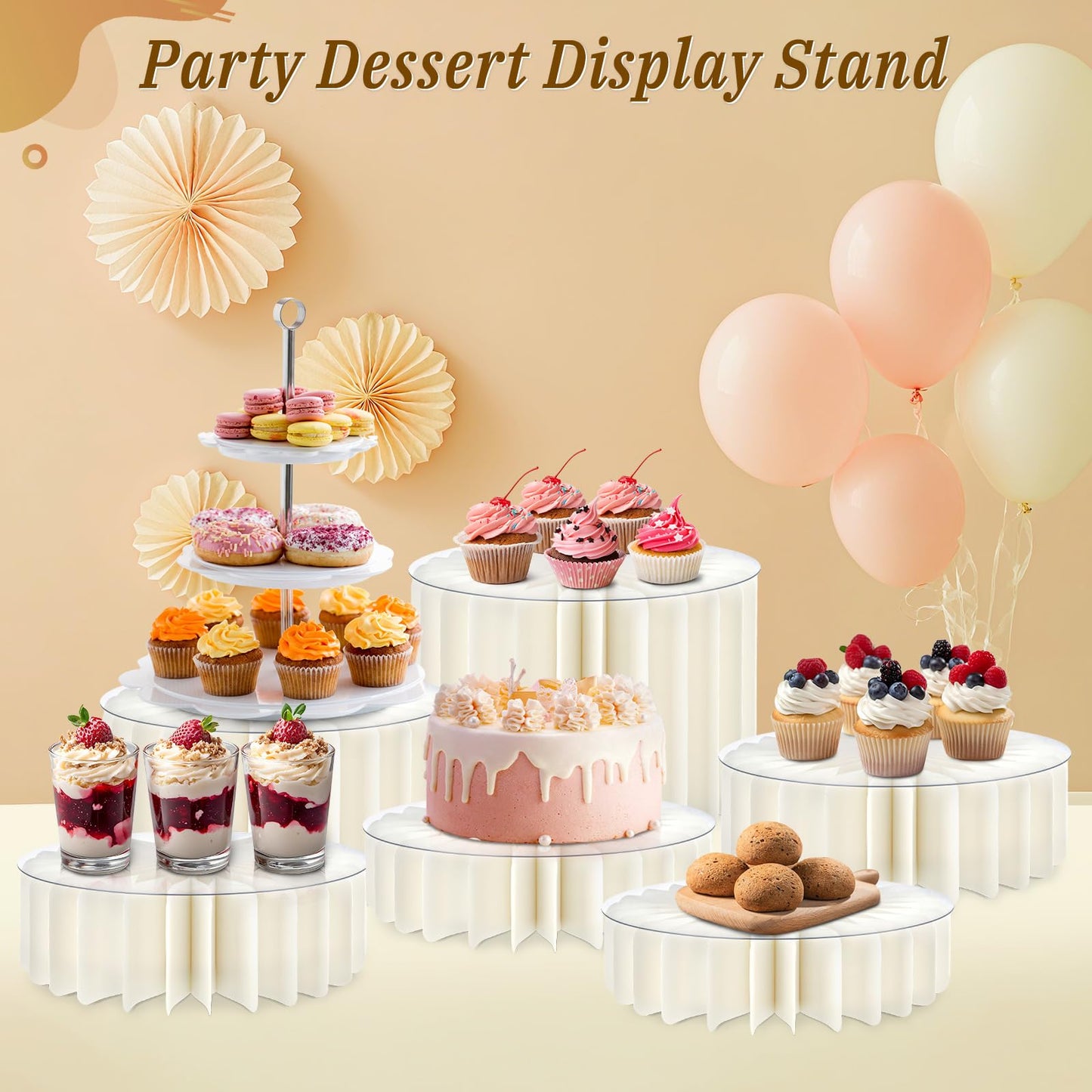 Youjoitim 6Pcs Buffet Risers, Food Risers for Table, Foldable Cake Stands for Party, Paper Dessert