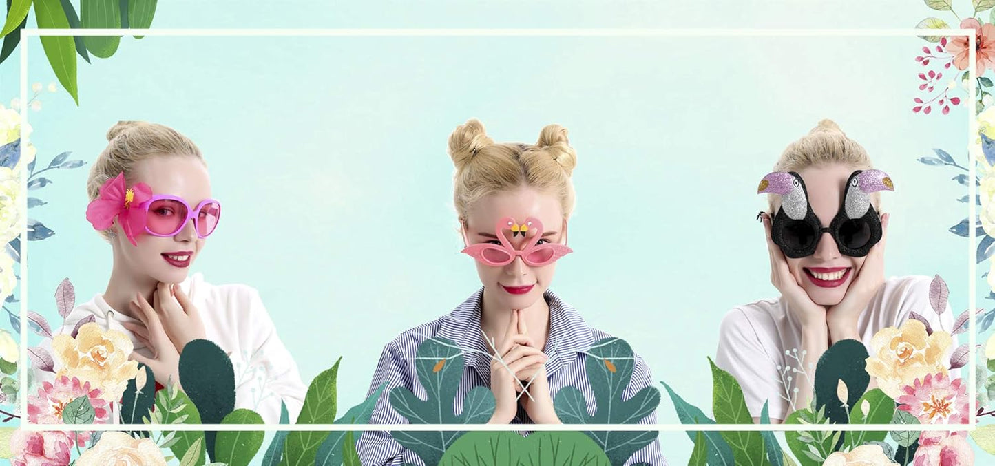 Ocean Line Luau Party Sunglasses - 9 Pairs Funny Hawaiian Glasses, Tropical Fancy Dress Props, Fun Summer Kids Party Favors, Beach Themed Party Supplies Decoration