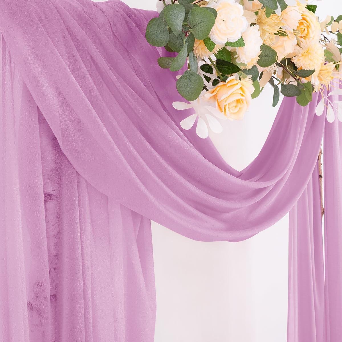 Socomi Purple Sheer Wedding Arch Draping Fabric 29" x 20Ft 2 Panels Outdoor Curtain Drapes Extra Long for Bridal Baby Shower Ceremony Birthday Party Decor