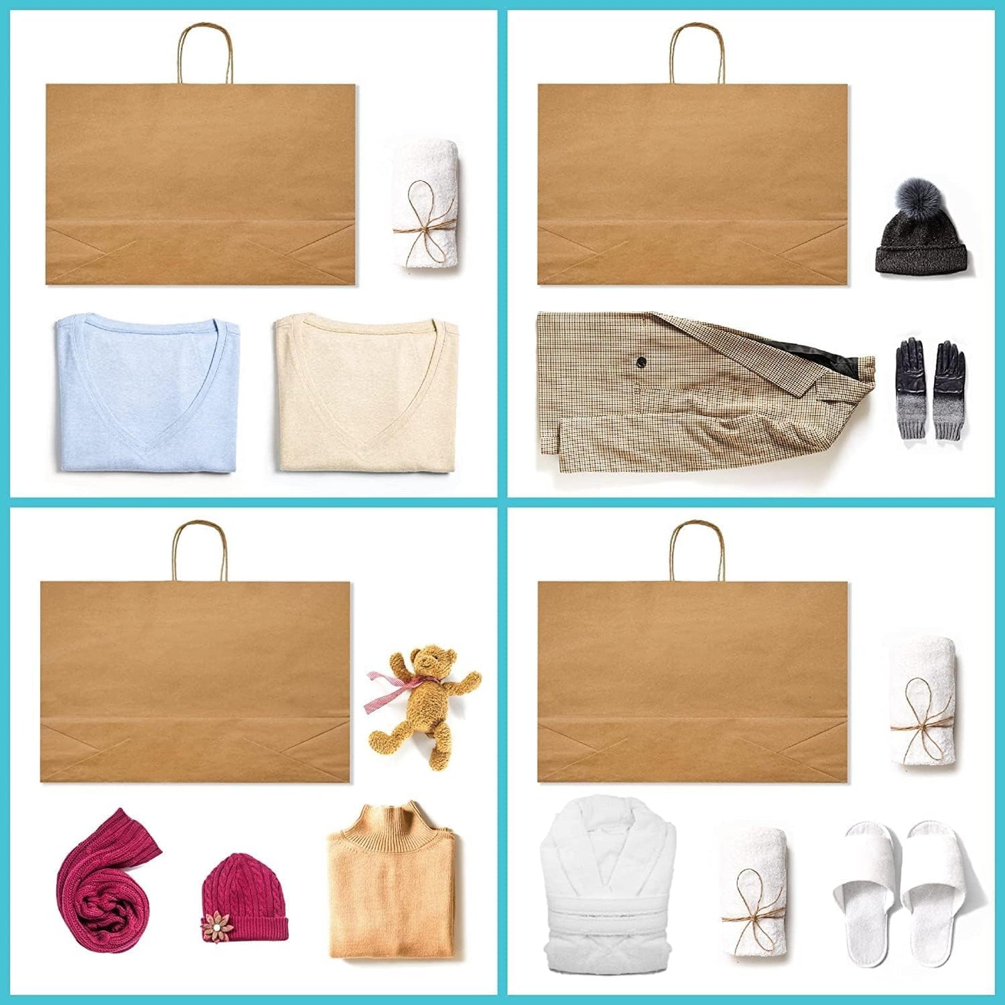 GSSUSA 16x6x12 Large Paper Bags with Handles 200Pcs, Valentine's Day Gift Bag, Bags for Small Business Bulk, Brown Paper Shopping Bag for Boutique, Clothing, Grocery, Food Service Take Out