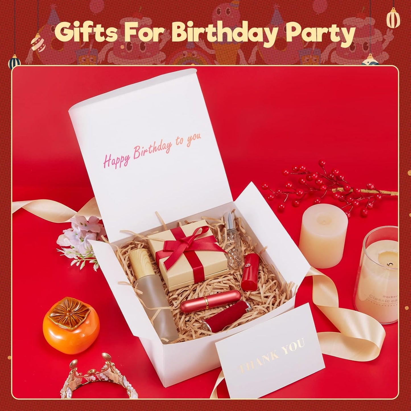 MESHA 8x8x4 Gift Box 10 Pack White Gift Boxes with Lids, DIY Bridesmaid Proposal Box, Recyclable,Foldable Box for Wedding, Birthday Party