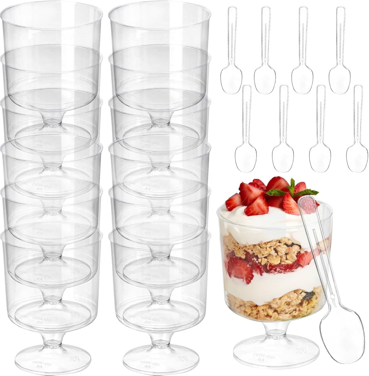 80 Pack Dessert Cups with Spoons, 5 OZ Mini Clear Plastic Parfait Cup for Party, Serves 40, Diposable Dessert Goblets for Fruit, Mousse Pudding, Appetizer Cup Bowl for Spring Summer Party